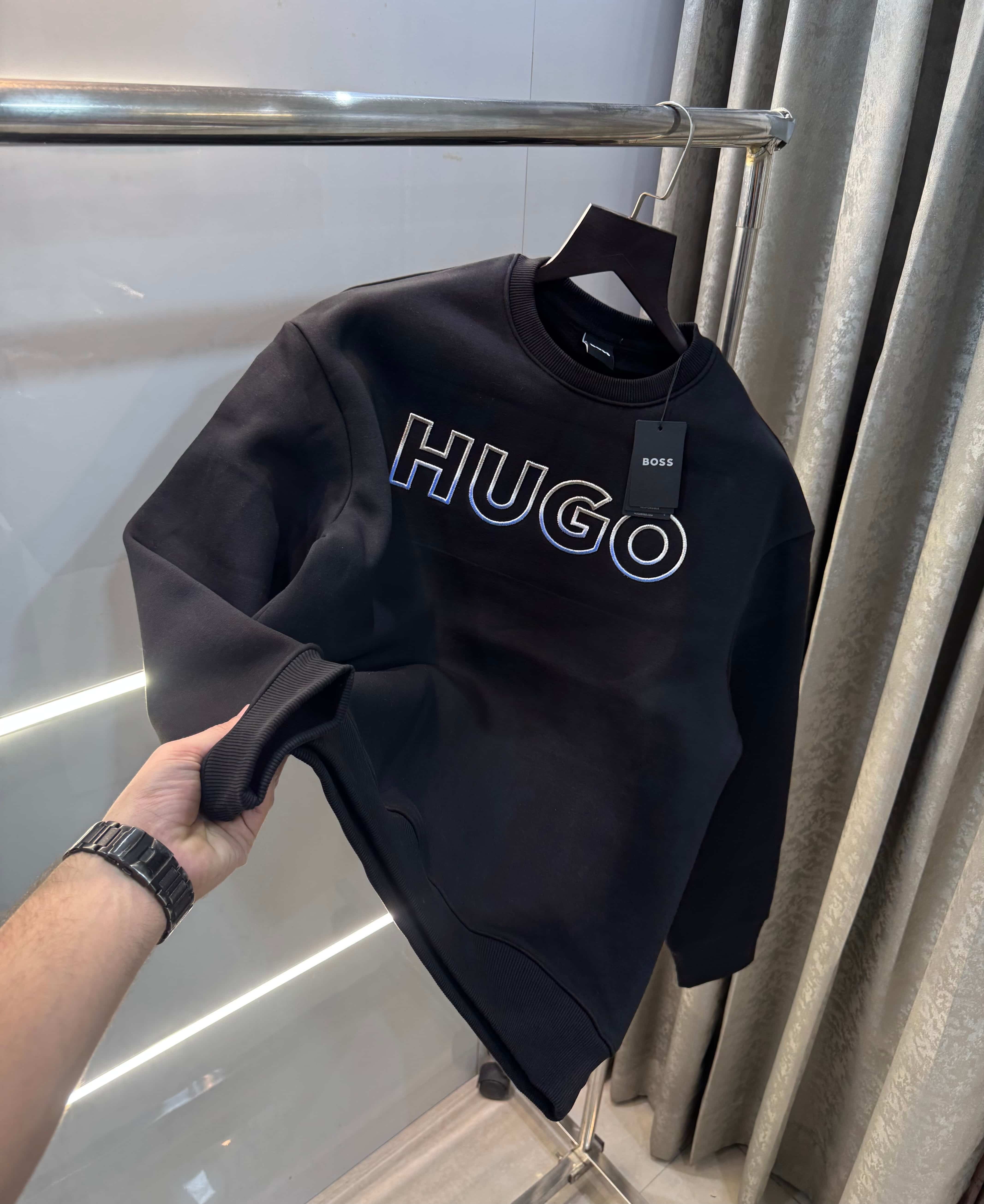 Hugo  BO·S$ Black Logo Work Imported Sweatshirt
