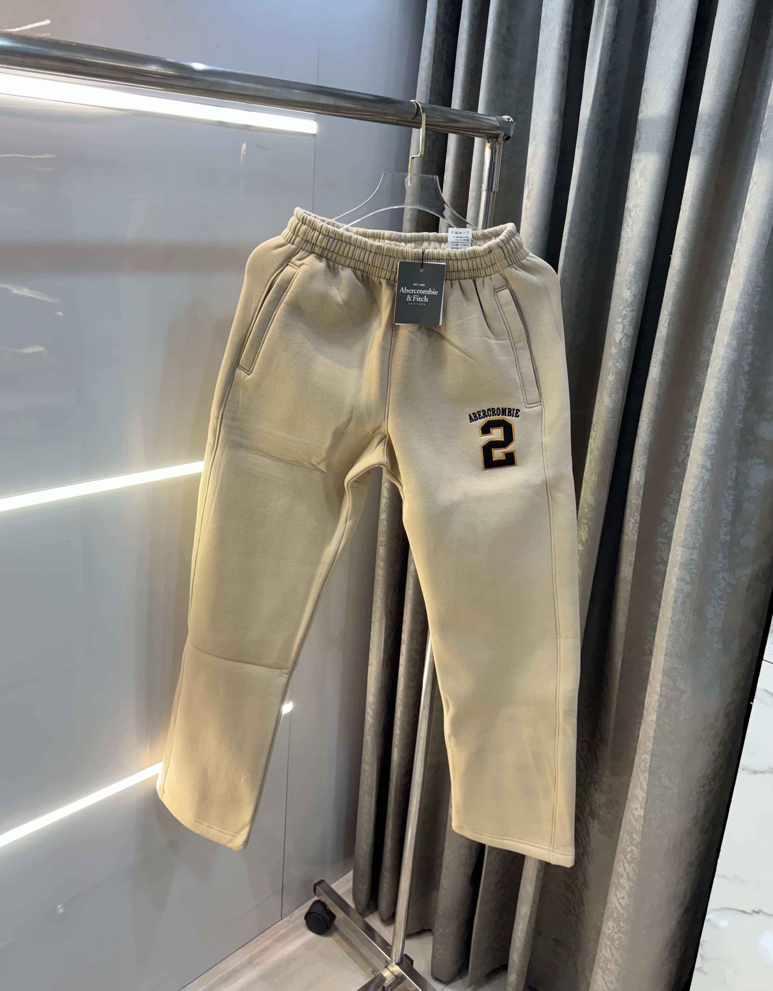 Abercrombie & Fitch Beige Embroidery Logo Imported Trackpant