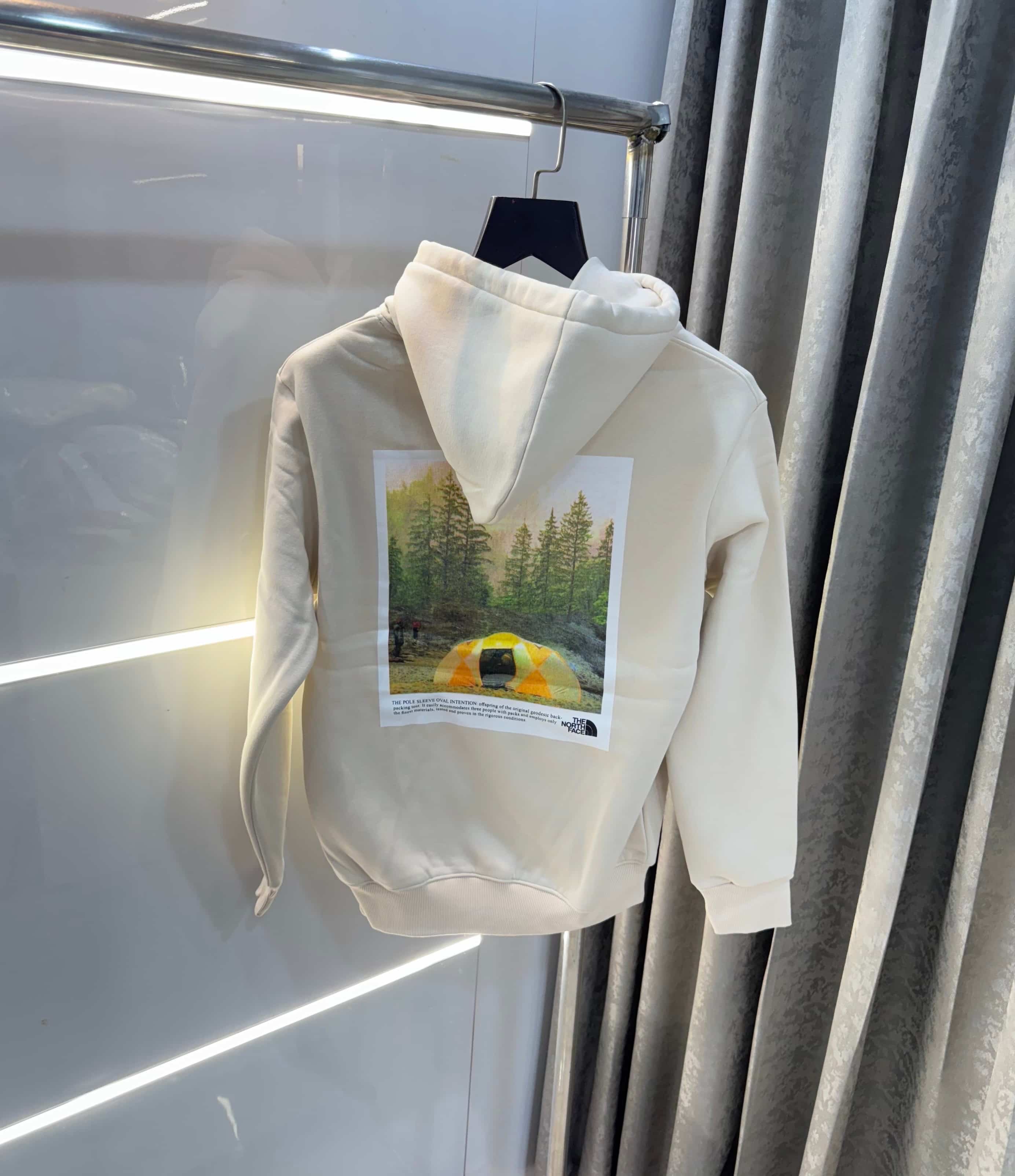 The  North Face Cream Printed Imported Hoodie