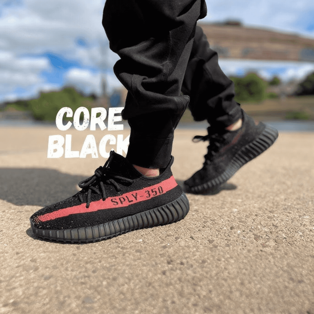 Adidas Yeezy Boost 350 v2 Core Black Red Semi UA with Full Accessories