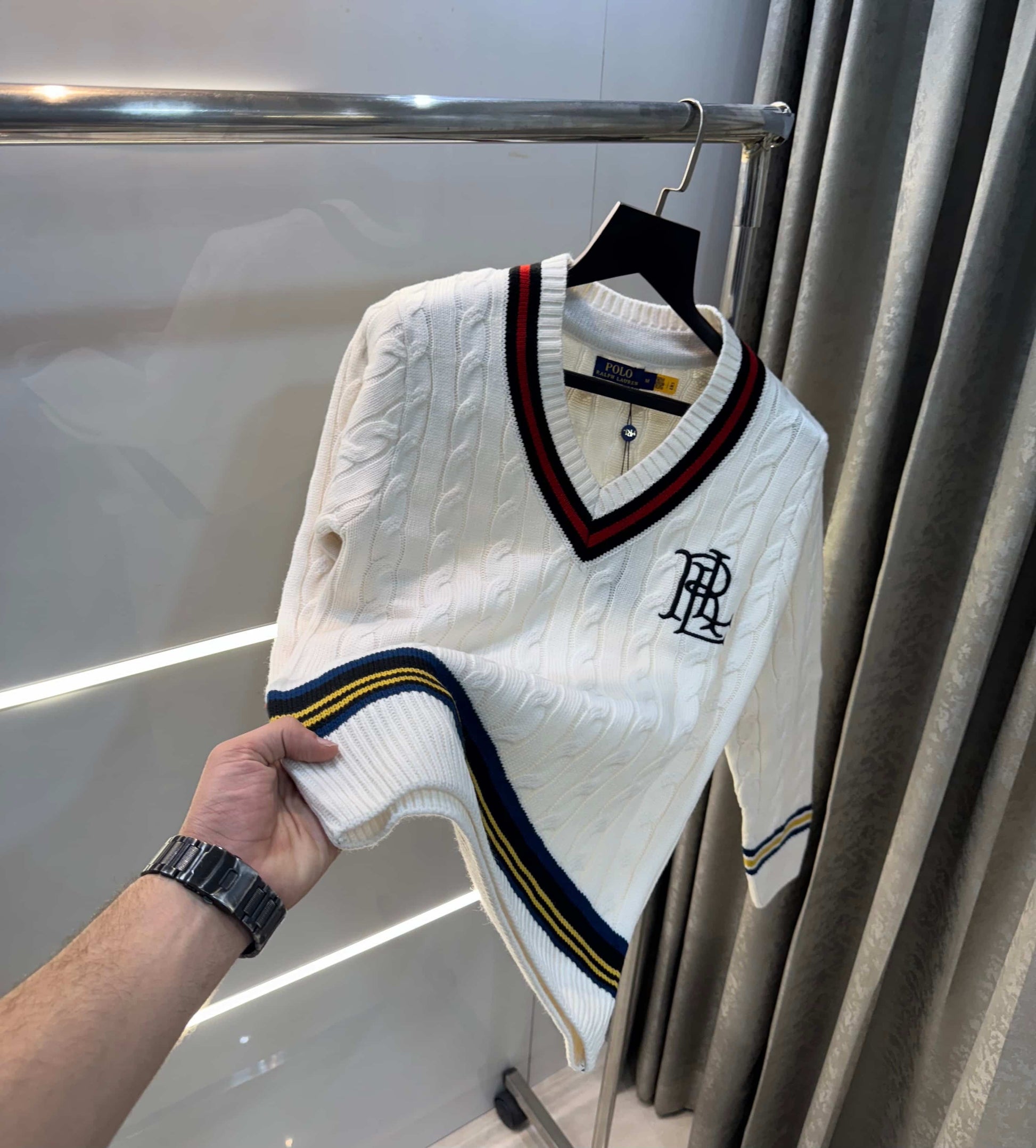 Ralph  Lauren White Embroidery Logo Imported Knitted Pull Over