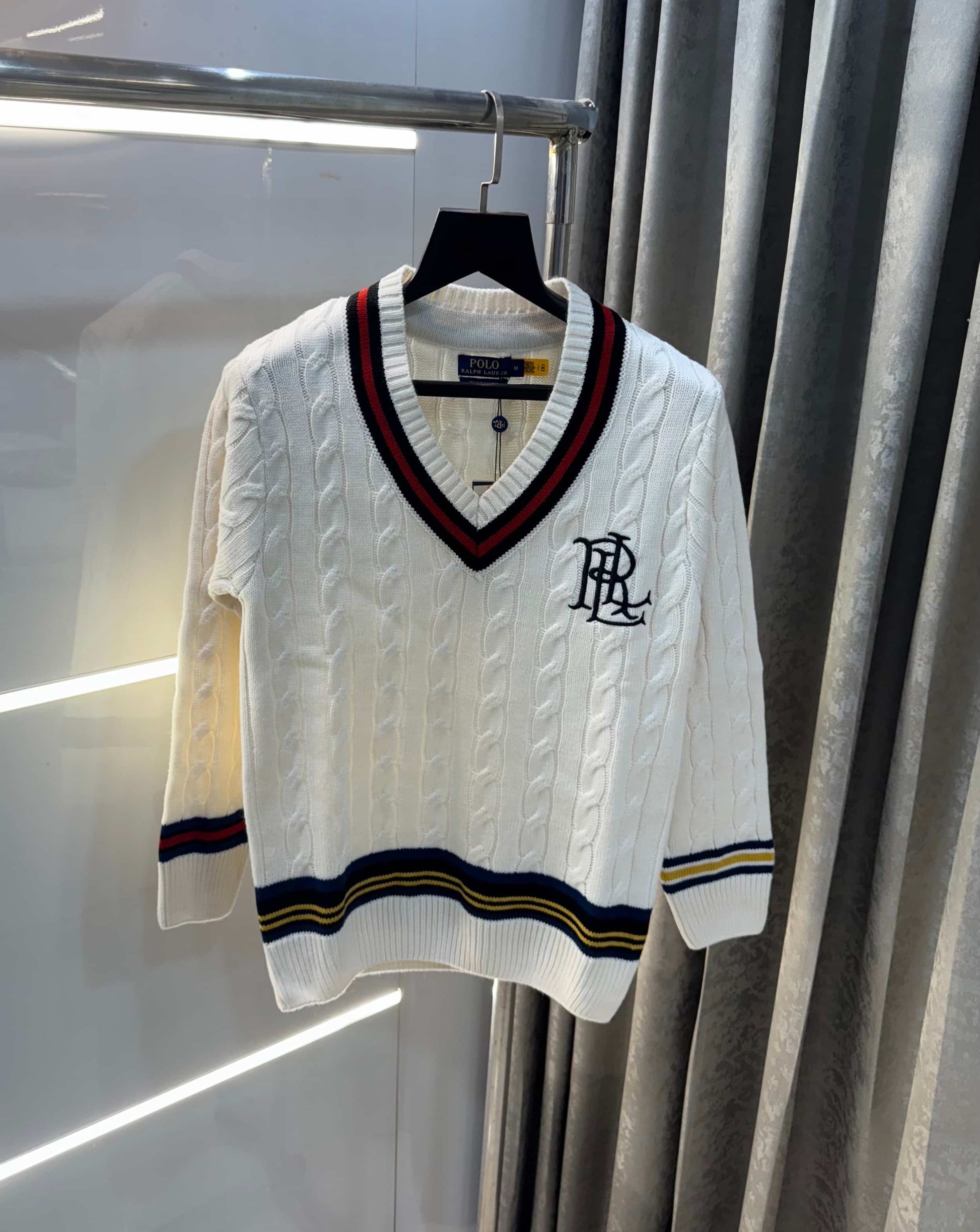 Ralph  Lauren White Embroidery Logo Imported Knitted Pull Over