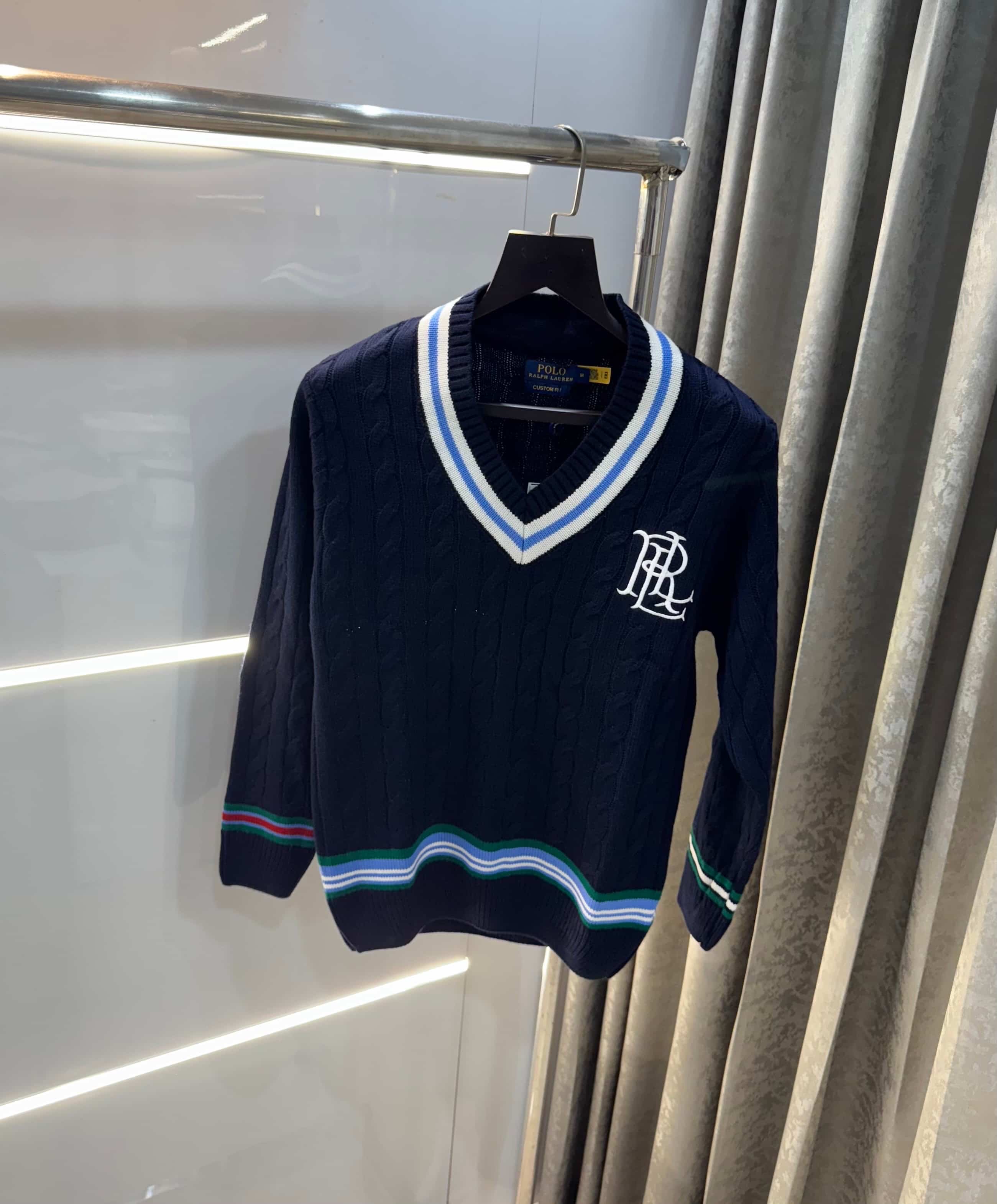 Ralph  Lauren Navy Blue Embroidery Logo Imported Knitted Pull Over