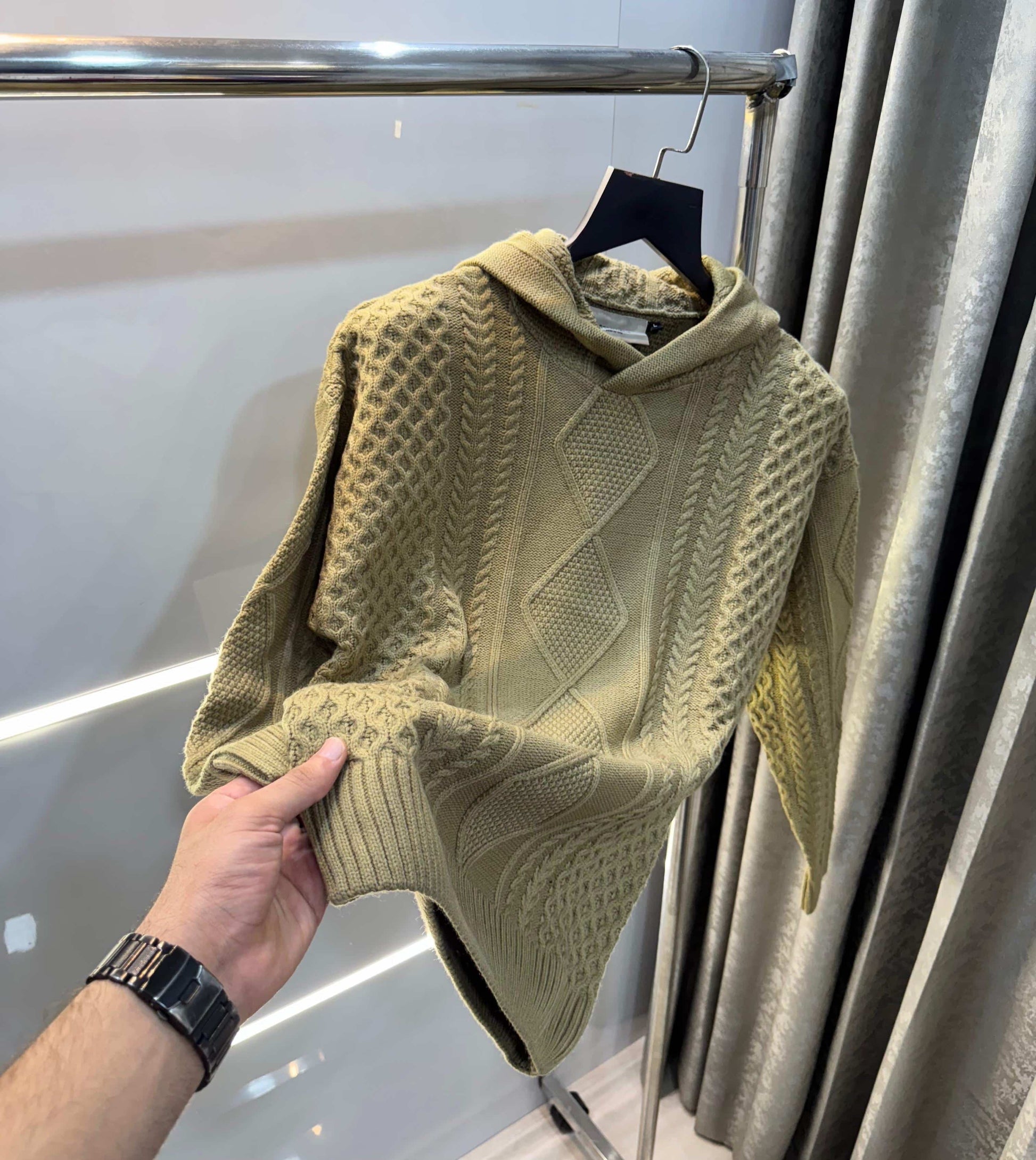 Essential Biege Imported Knitted Hoodie