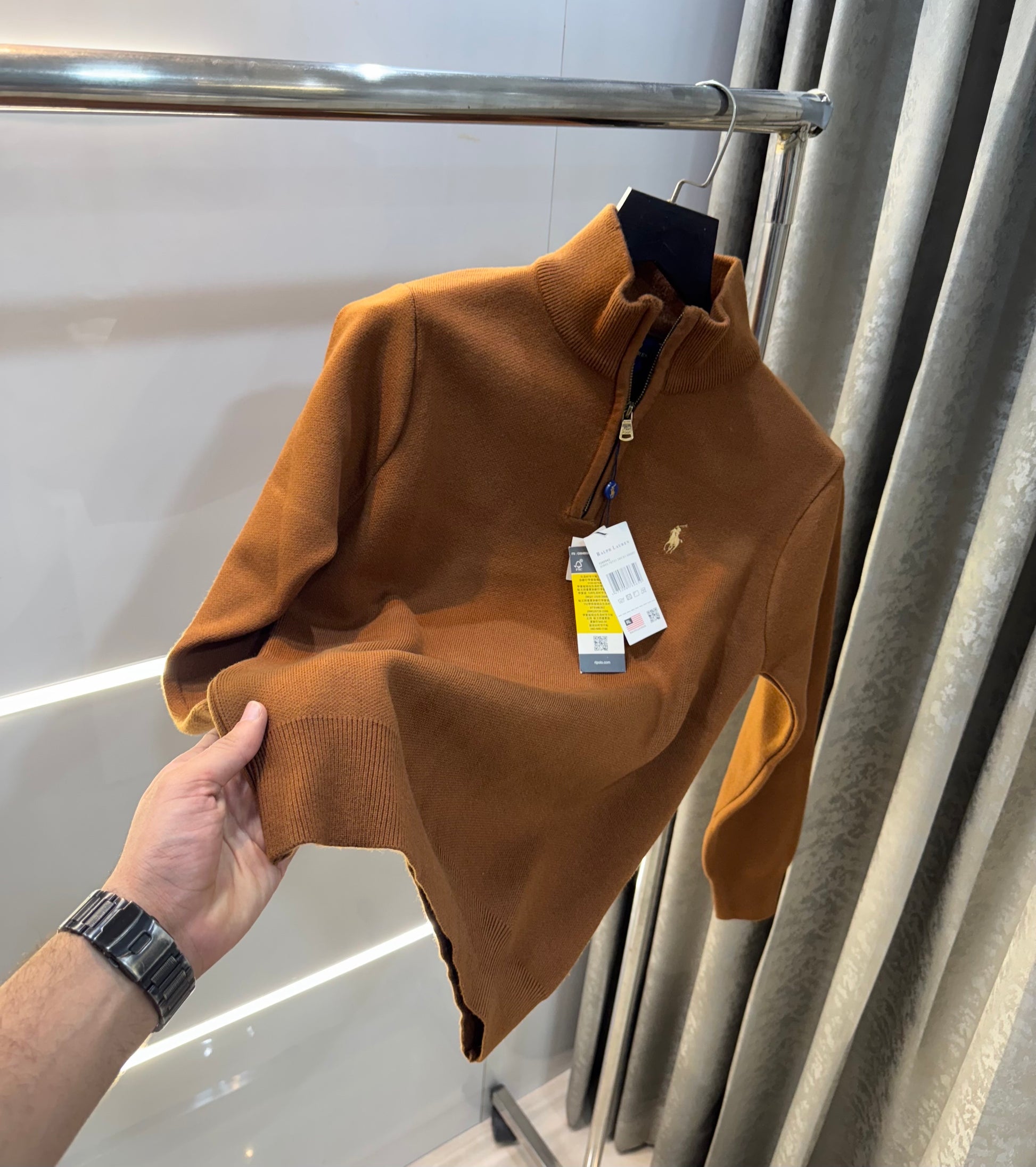 Ralph  Lauren Brown Lambs Wool Knitted Pull Over
