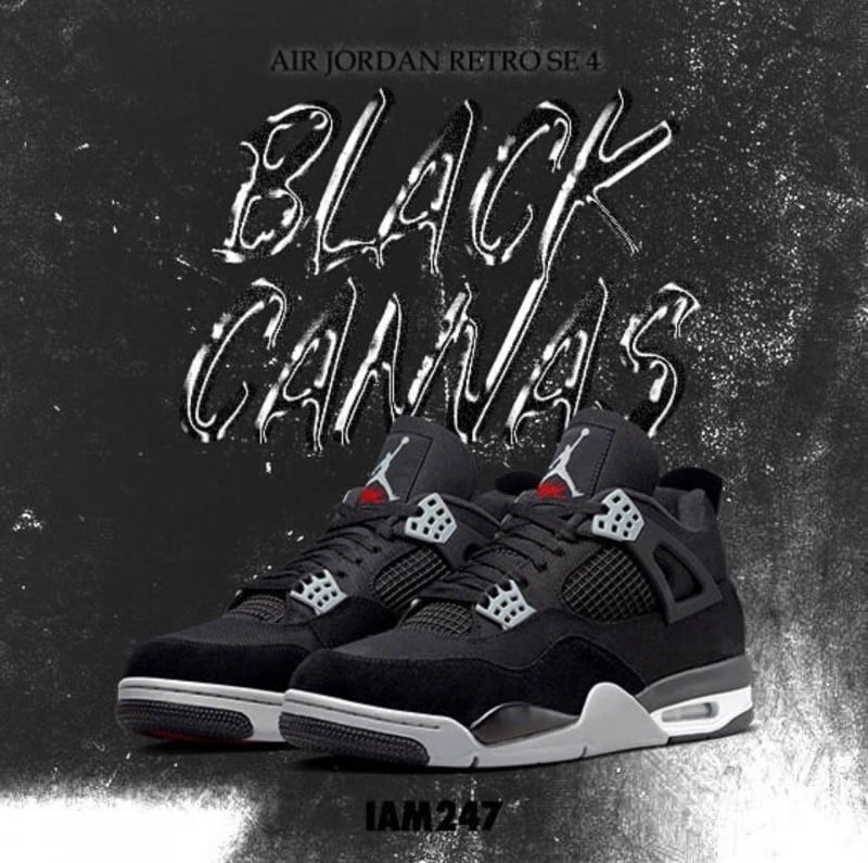 Nikee Air Jordan Retro 4 BLACK CANVAS SEMI UA