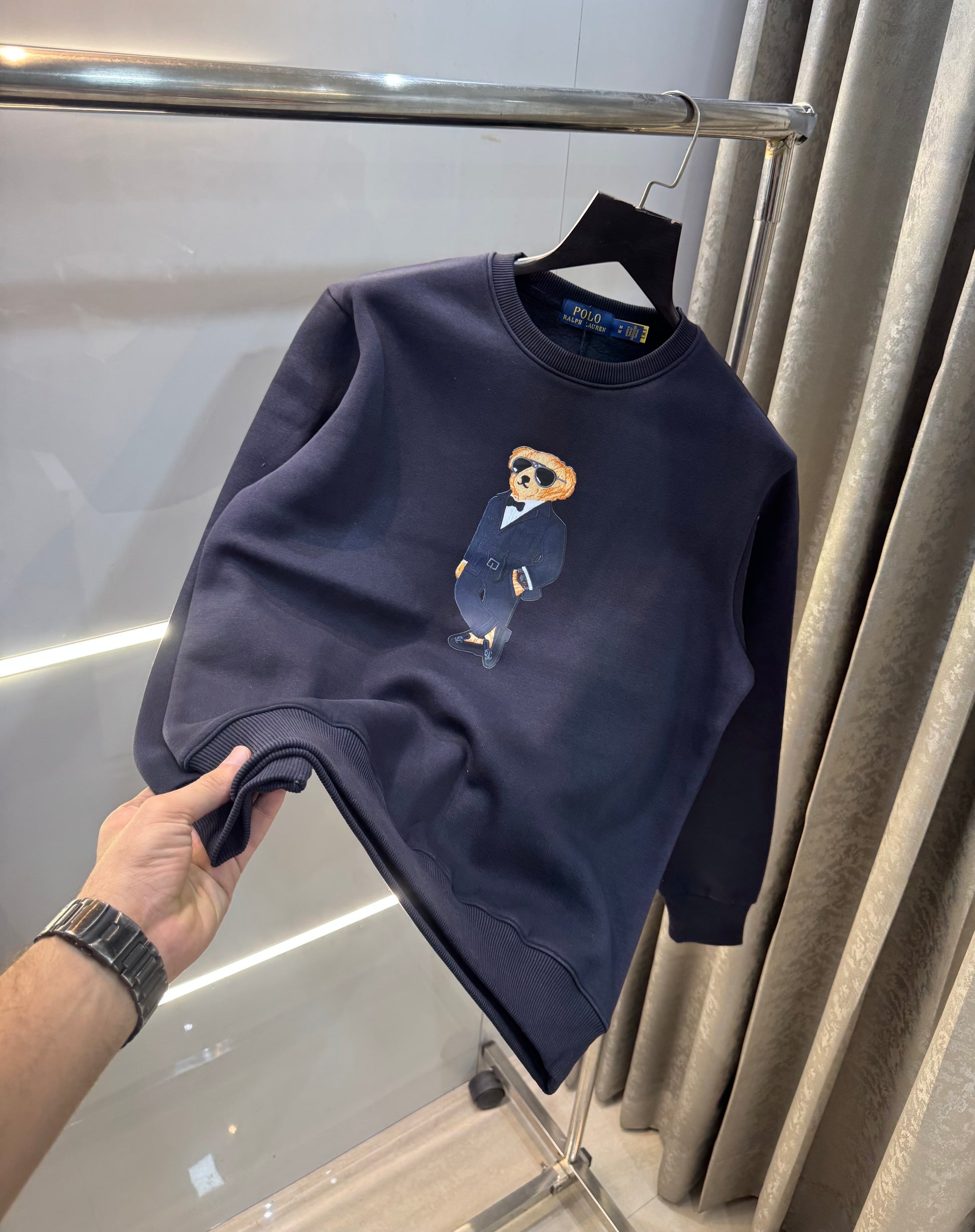 Ralph  Lauren Navy Blue Teddy Edition Imported Sweatshirt