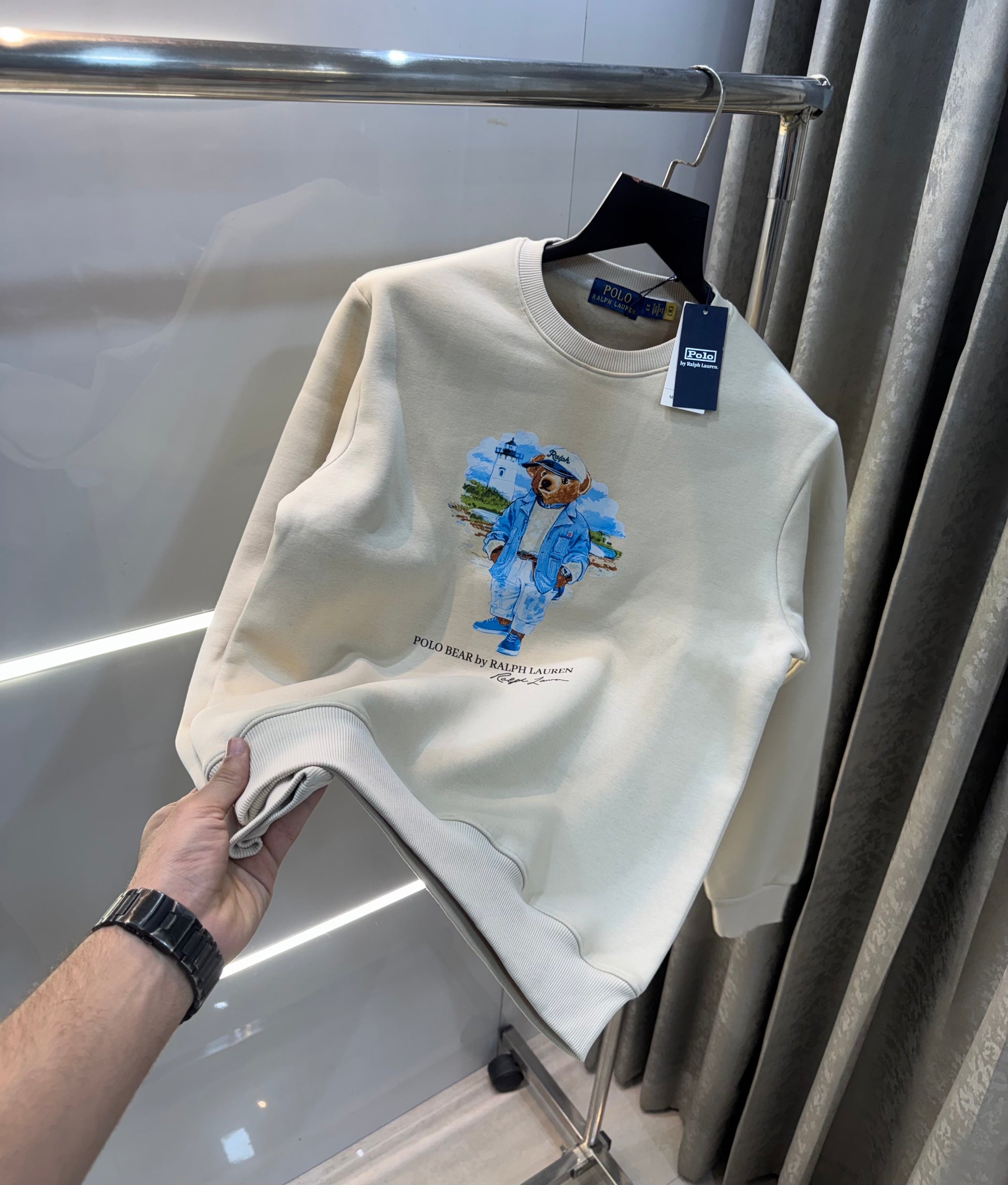 Ralph  Lauren Cream Teddy Edition Imported Sweatshirt