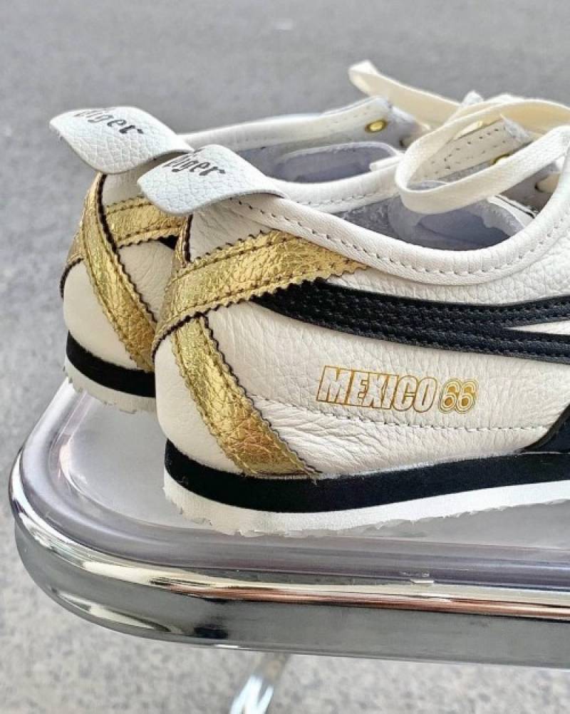 Onitsuka Tiger Mexico 66 Cream Black Gold 1st Leather Quality Sneakers