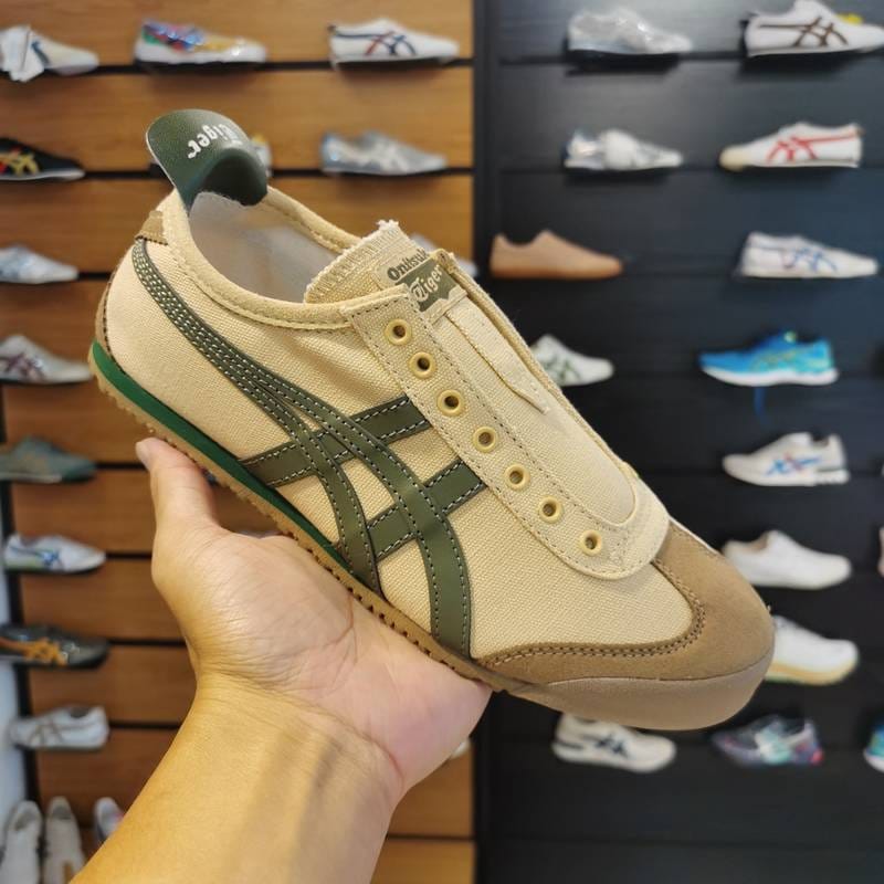 Onitsuka Tiger Mexico 66 Slip On Beige Grass Green For Mens D-1931