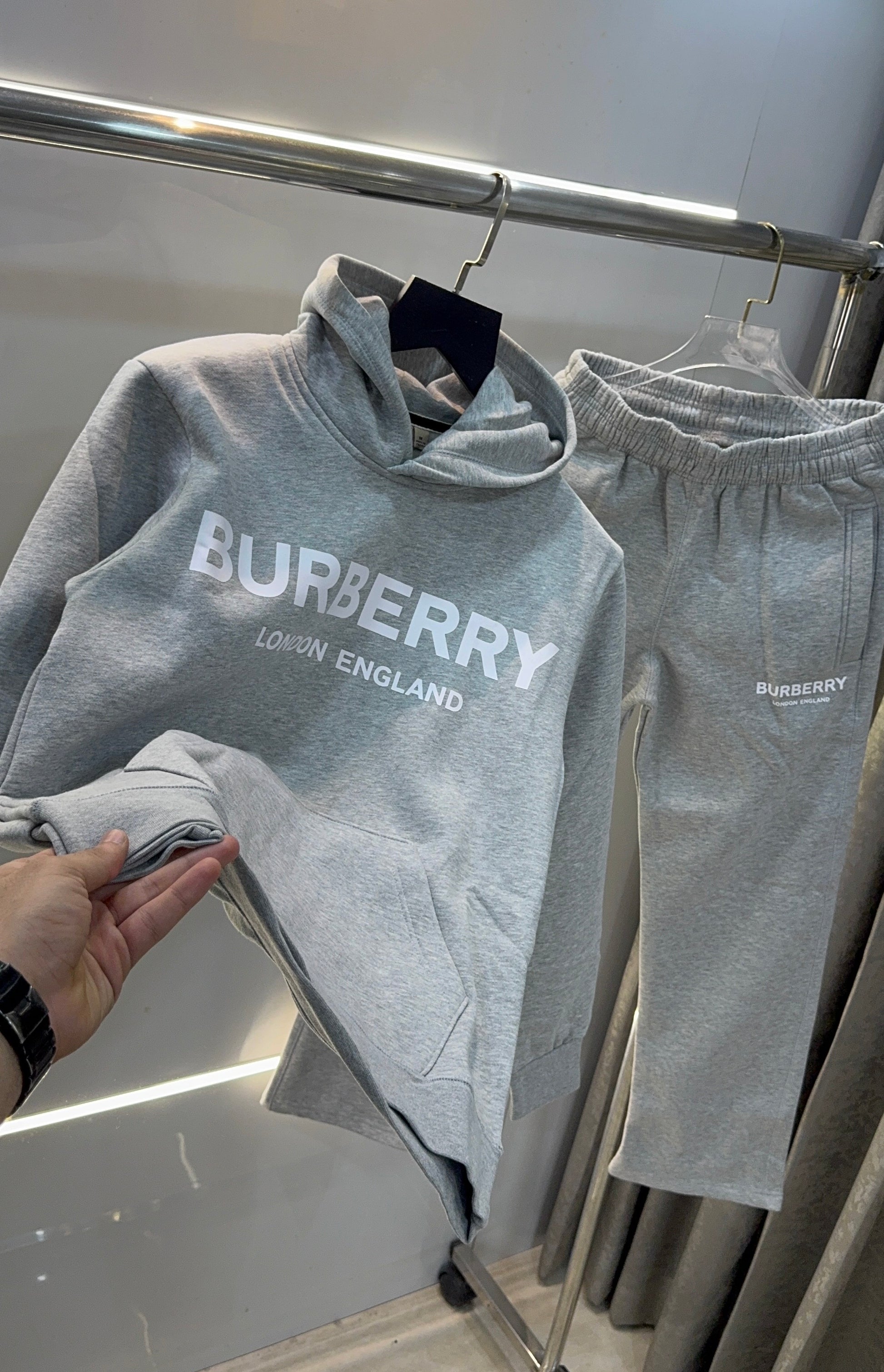 Burberr y Grey Logo Print Imported Tracksuit