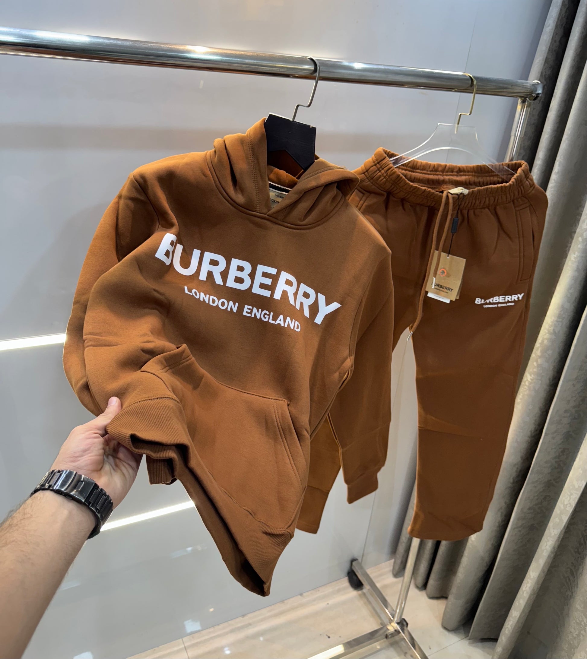 Burberr y Brown Logo Print Imported Tracksuit