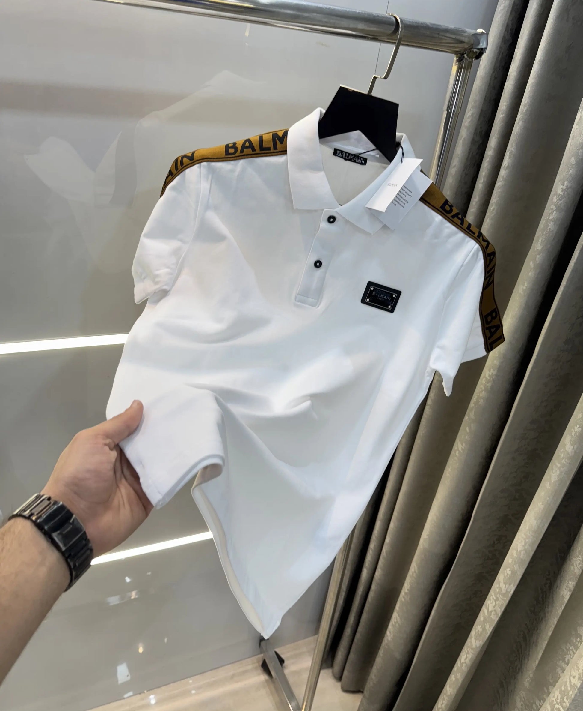 Balmai n Paris White Logo Work Imported Polo T-Shirt