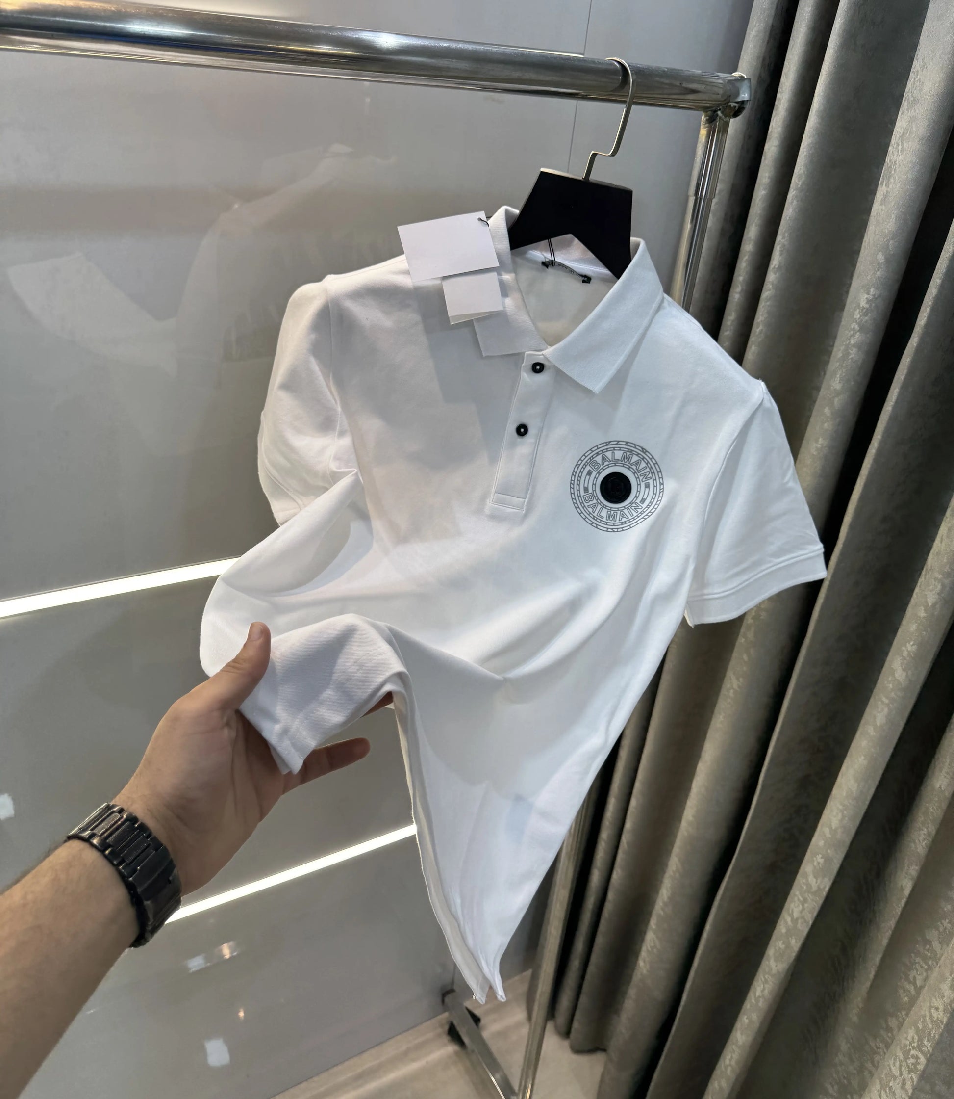Balmai n Paris White Logo Work Imported Polo T-Shirt