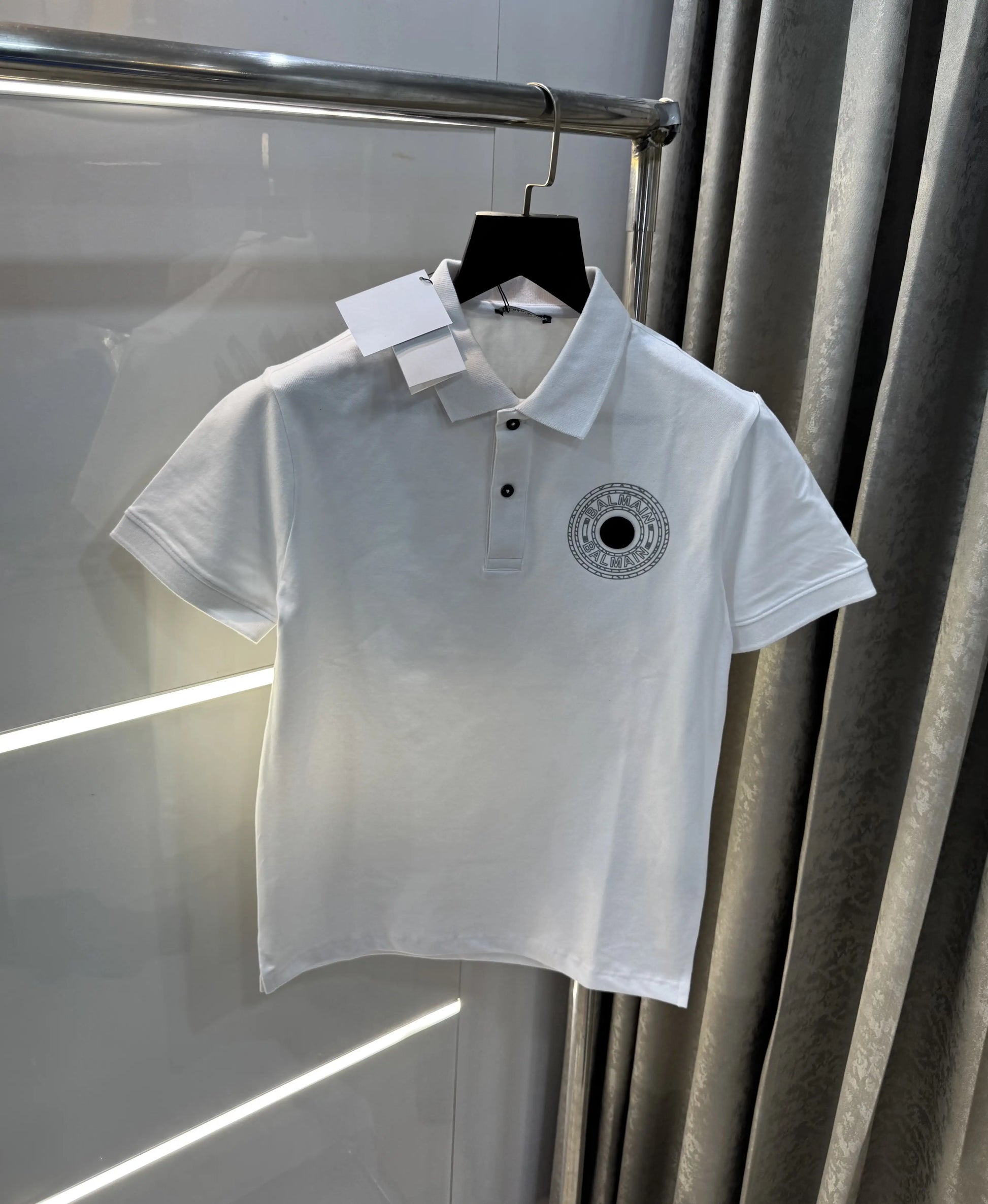 Balmai n Paris White Logo Work Imported Polo T-Shirt