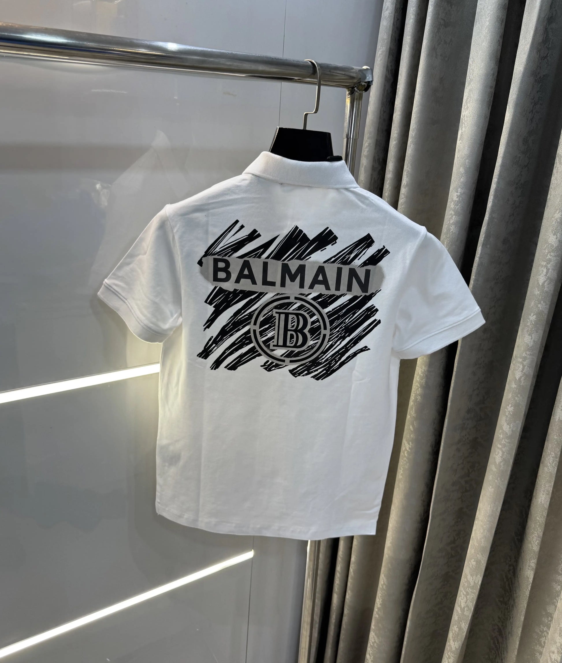 Balmai n Paris White Logo Work Imported Polo T-Shirt