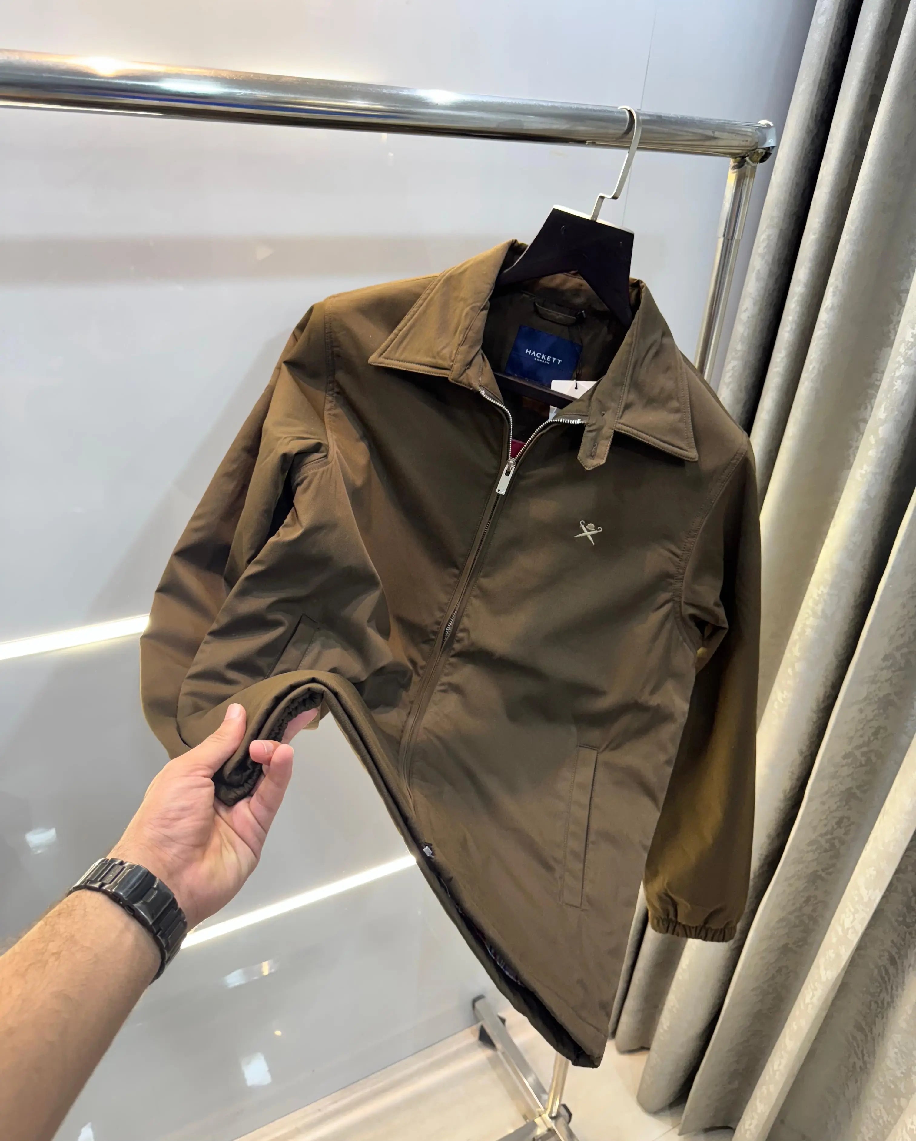 Hacket London Brown Premium Heavy bombbar Jacket
