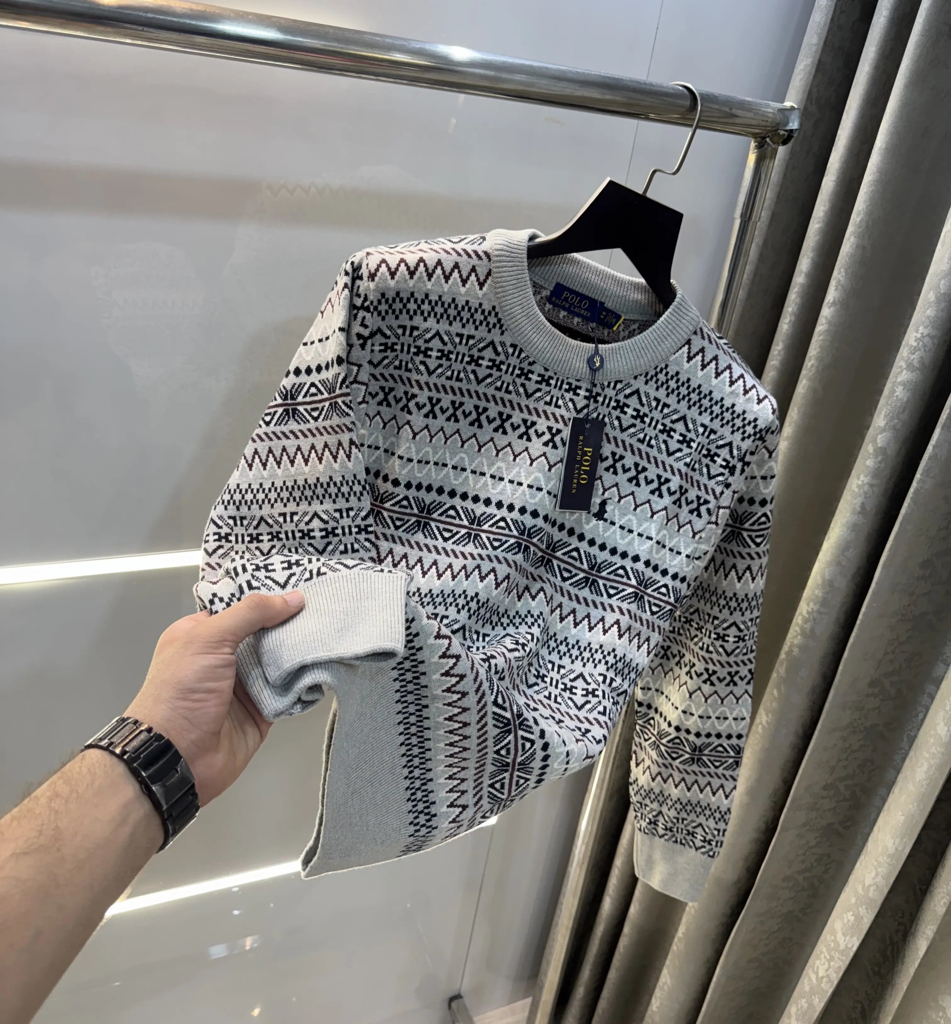 Ralph  Lauren Grey Imported Knitted Pull Over