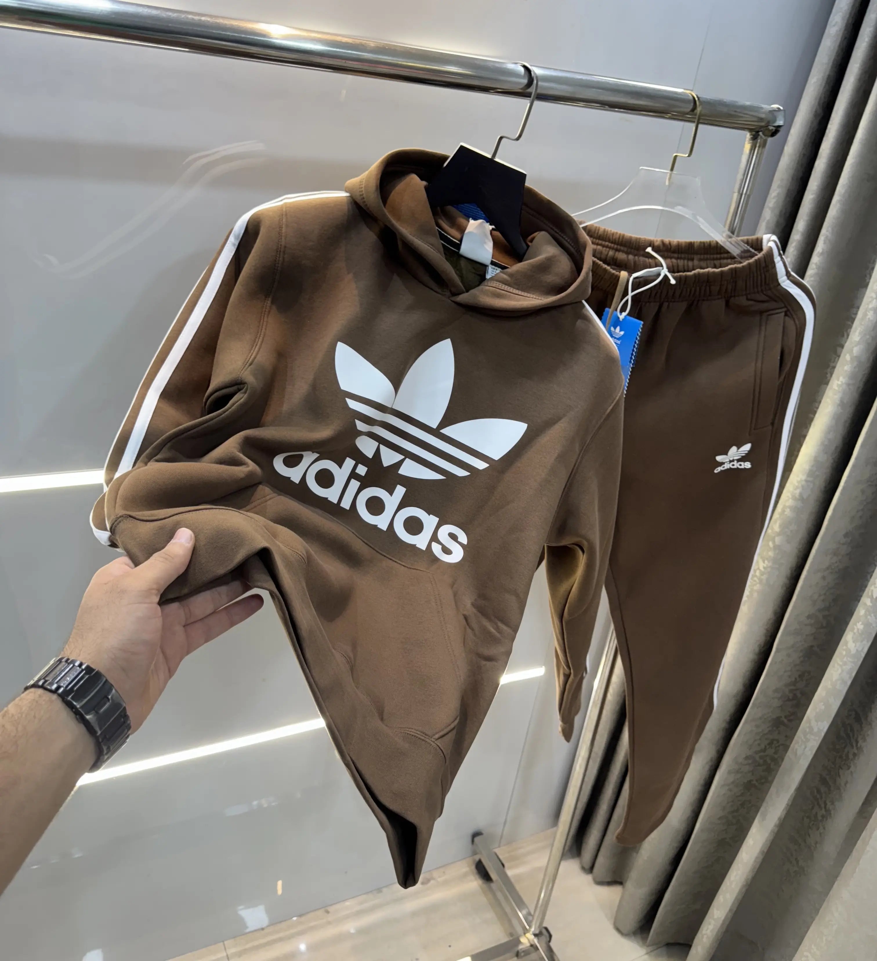 Adida s Brown Logo Print Premium Tracksuit
