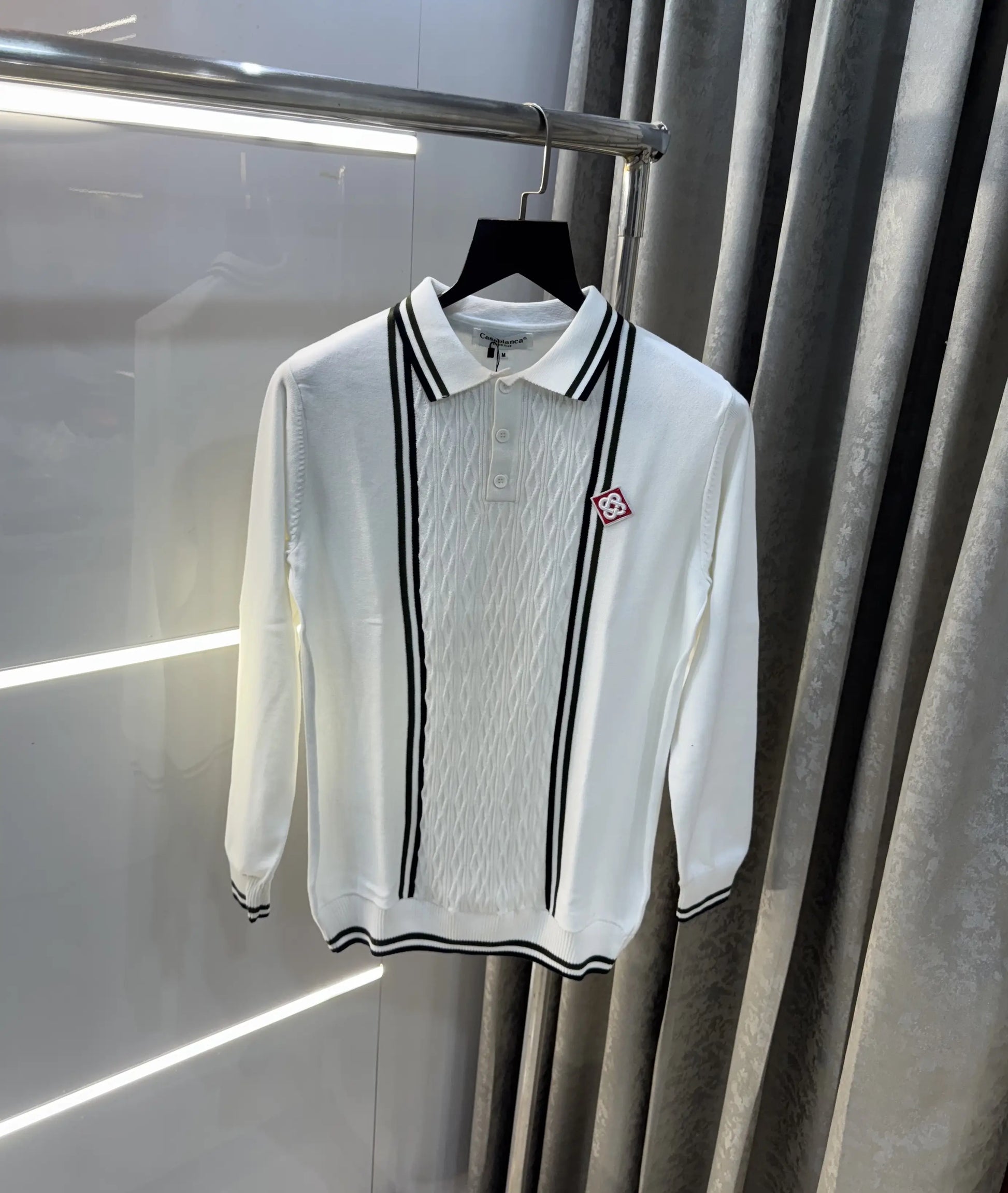 Casablanca White Imported Knitted Polo T-Shirt