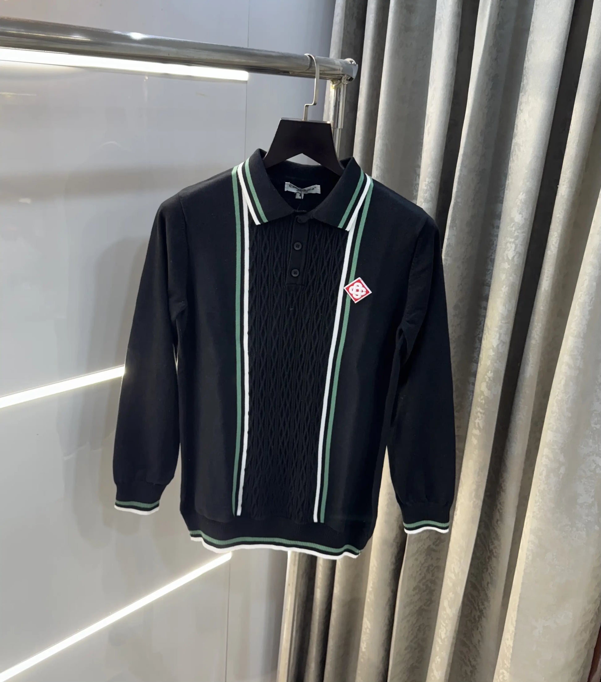 Casablanca Black Imported Knitted Polo T-Shirt