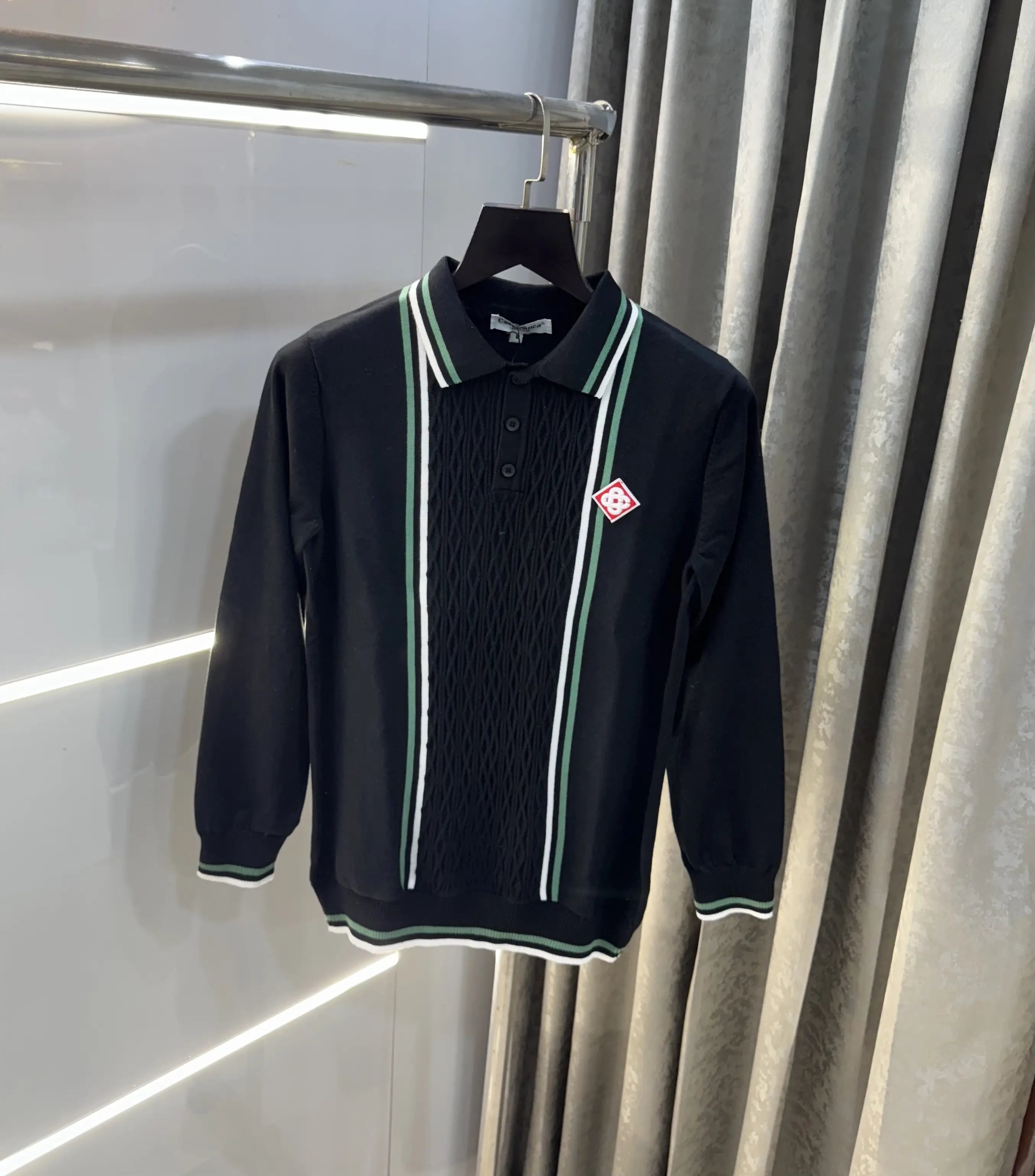 Casablanca Black Imported Knitted Polo T-Shirt