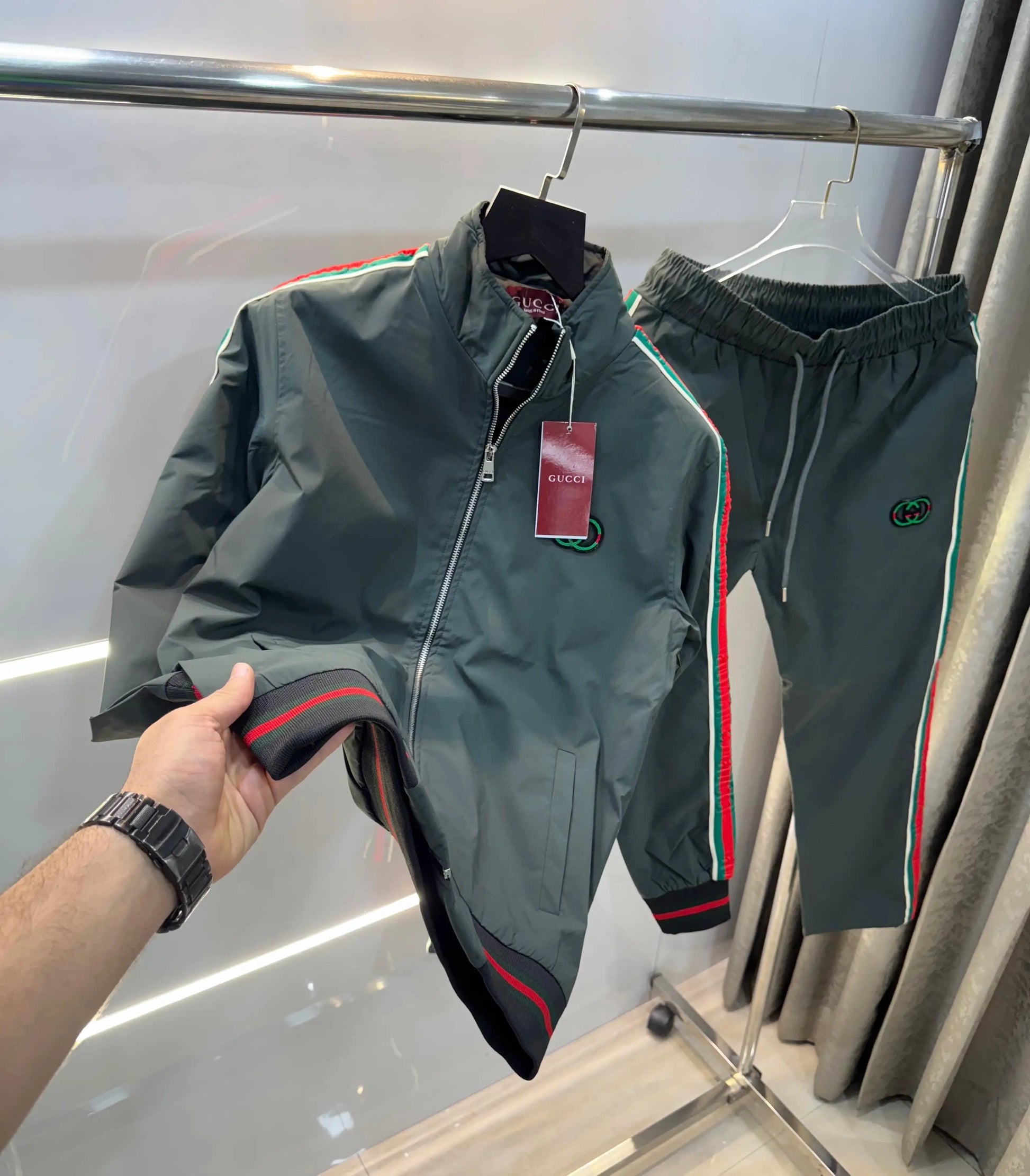 gucc i Bottle green Print Imported Tracksuit