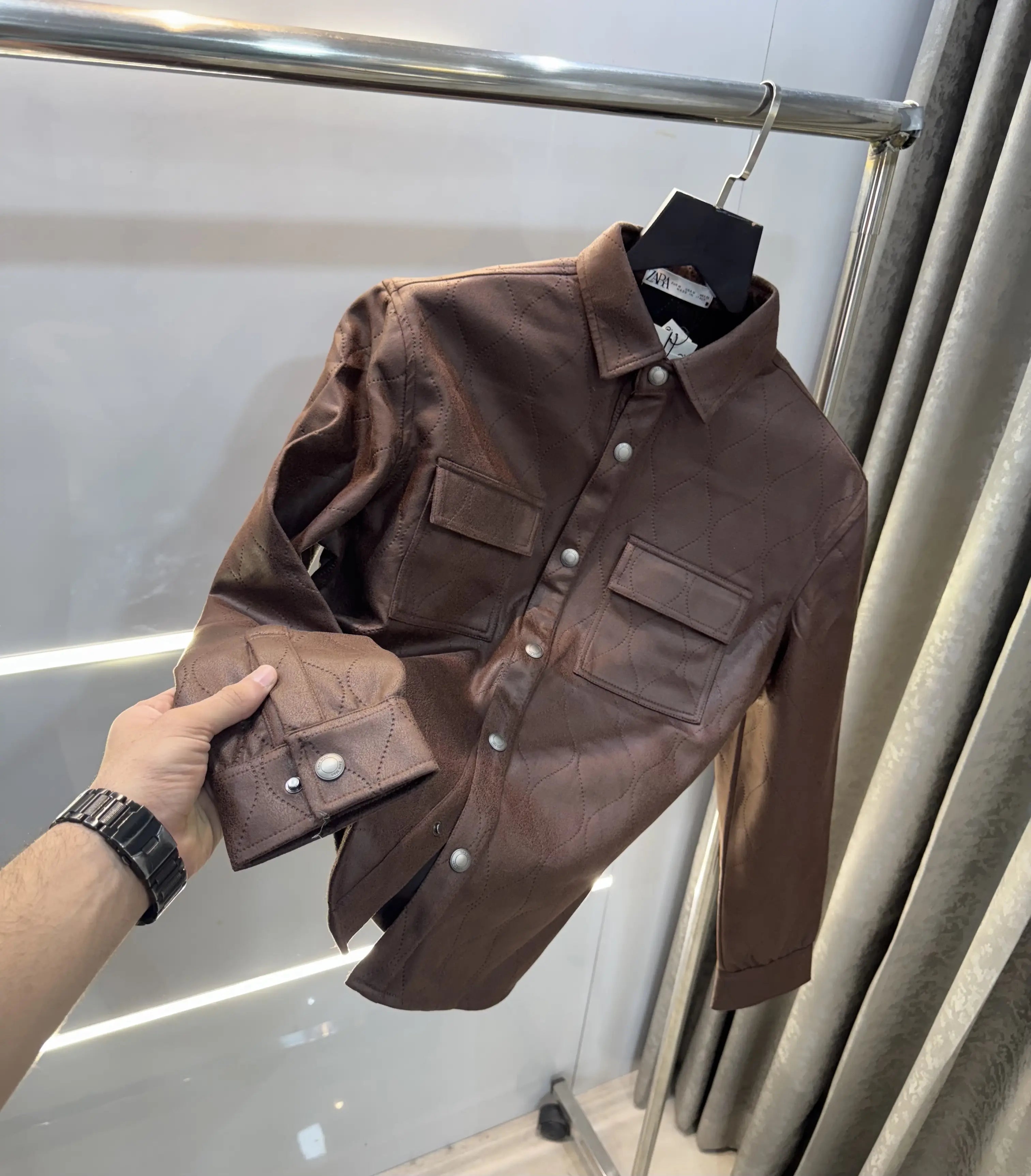 Zar a Dark Brown Designer Classic Bomber Jacket