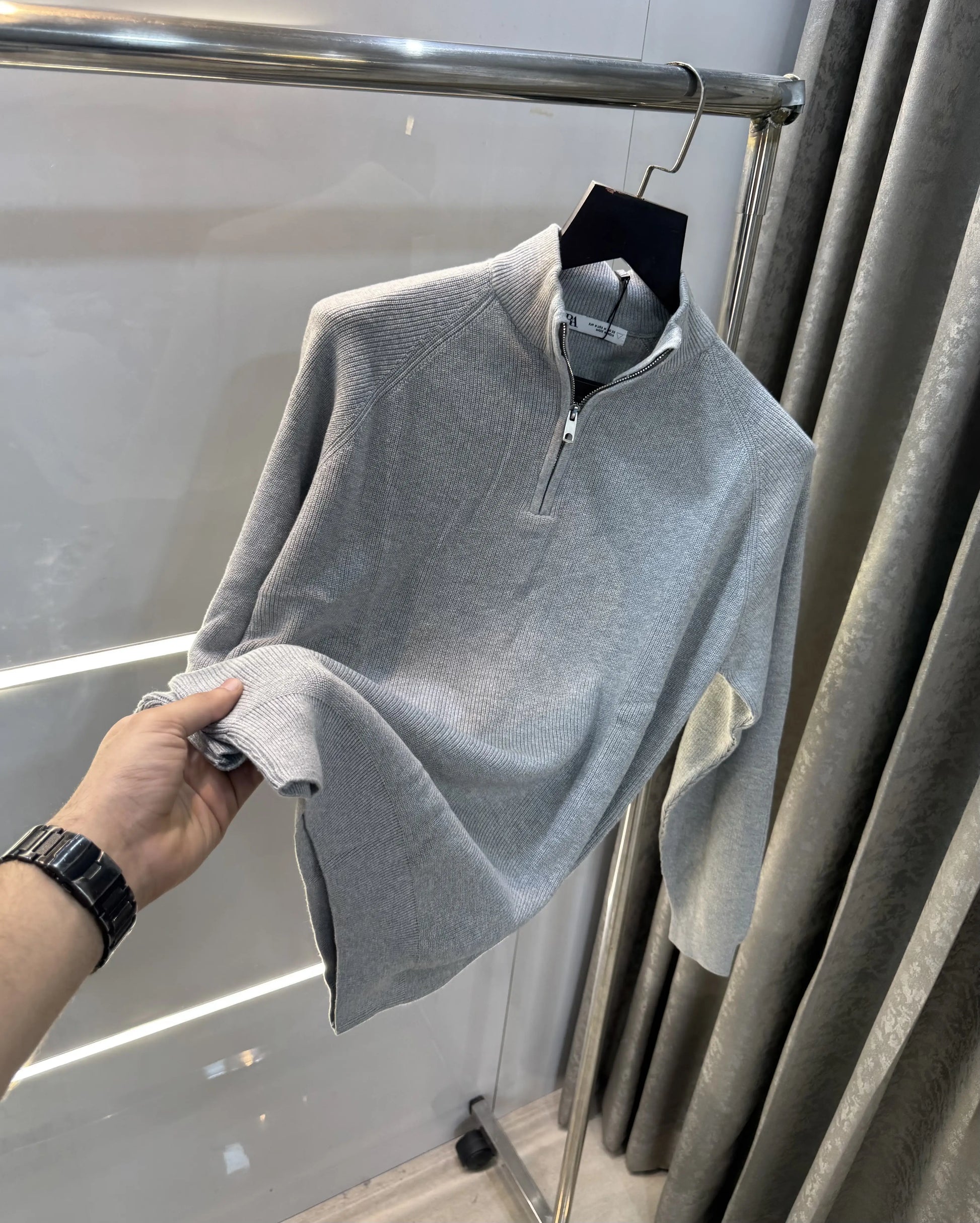 Zar a Grey Zip Premium Knitted Pull Over