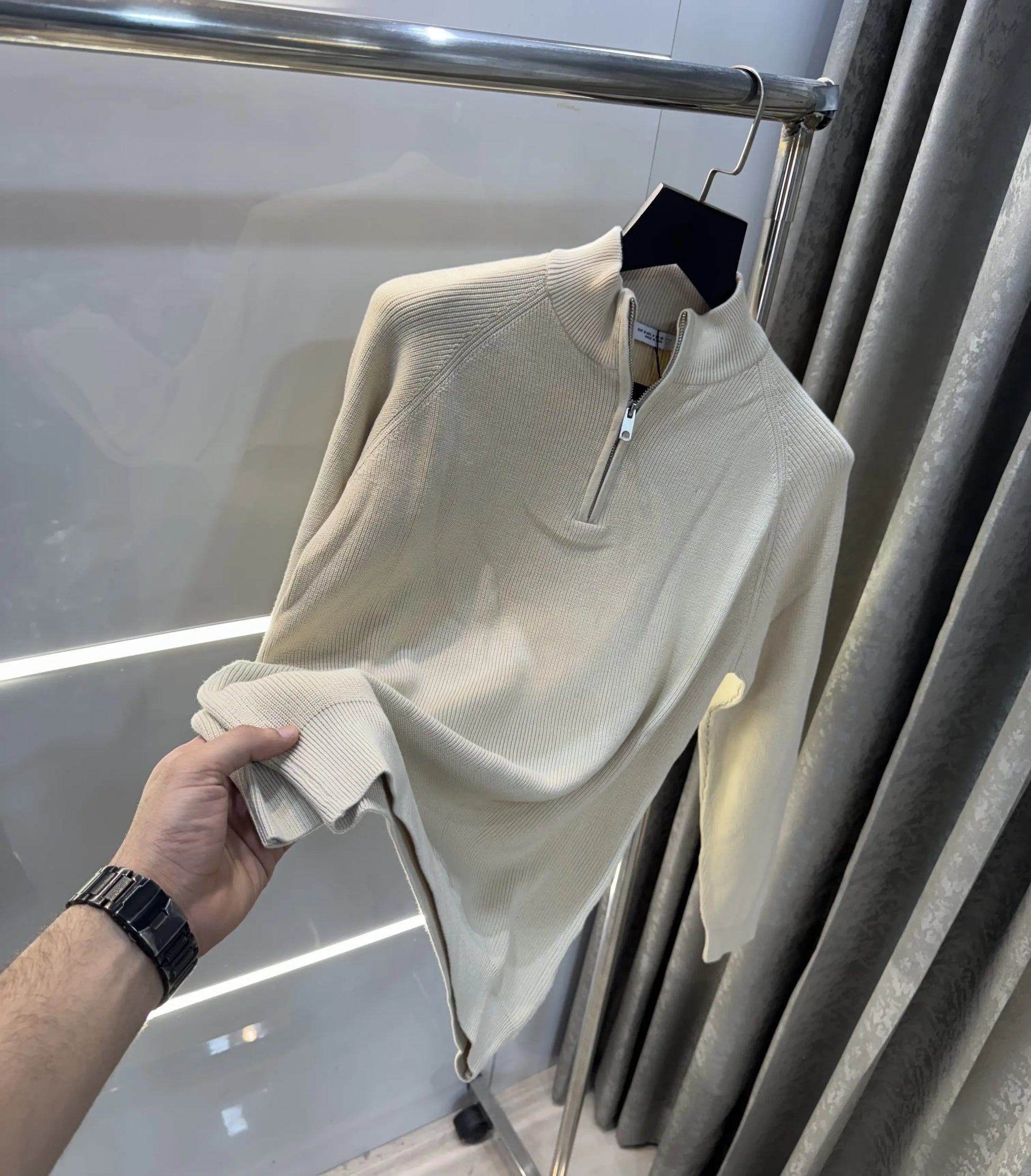 Zar a Cream Zip Premium Knitted Pull Over