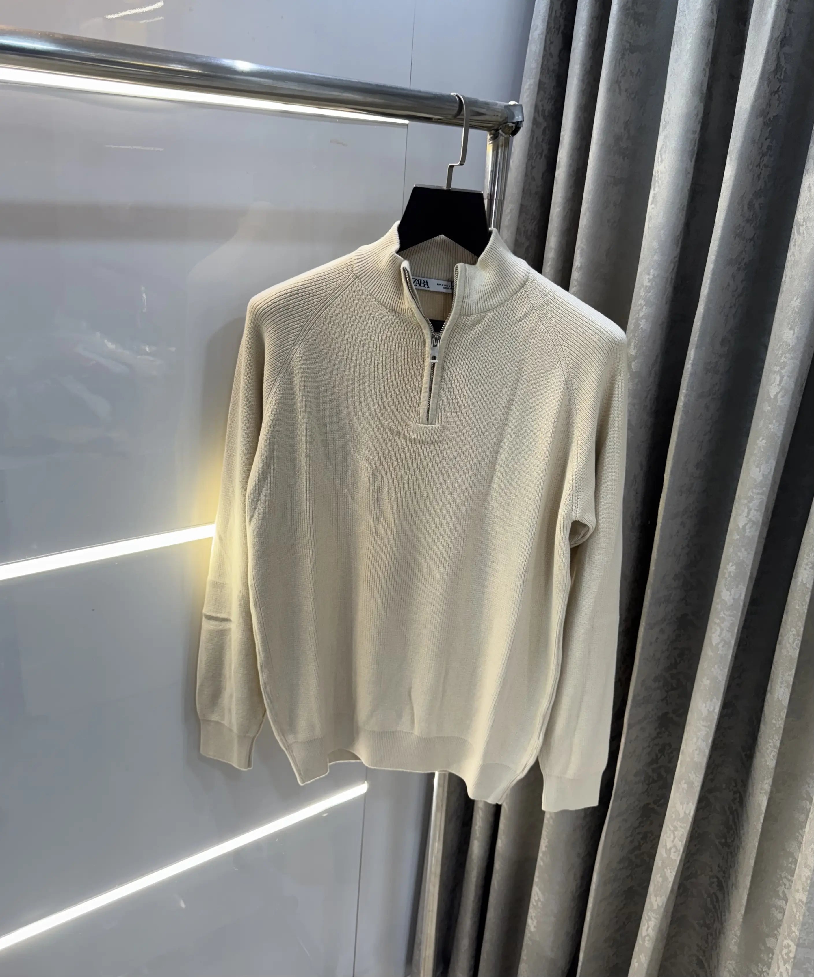 Zar a Cream Zip Premium Knitted Pull Over