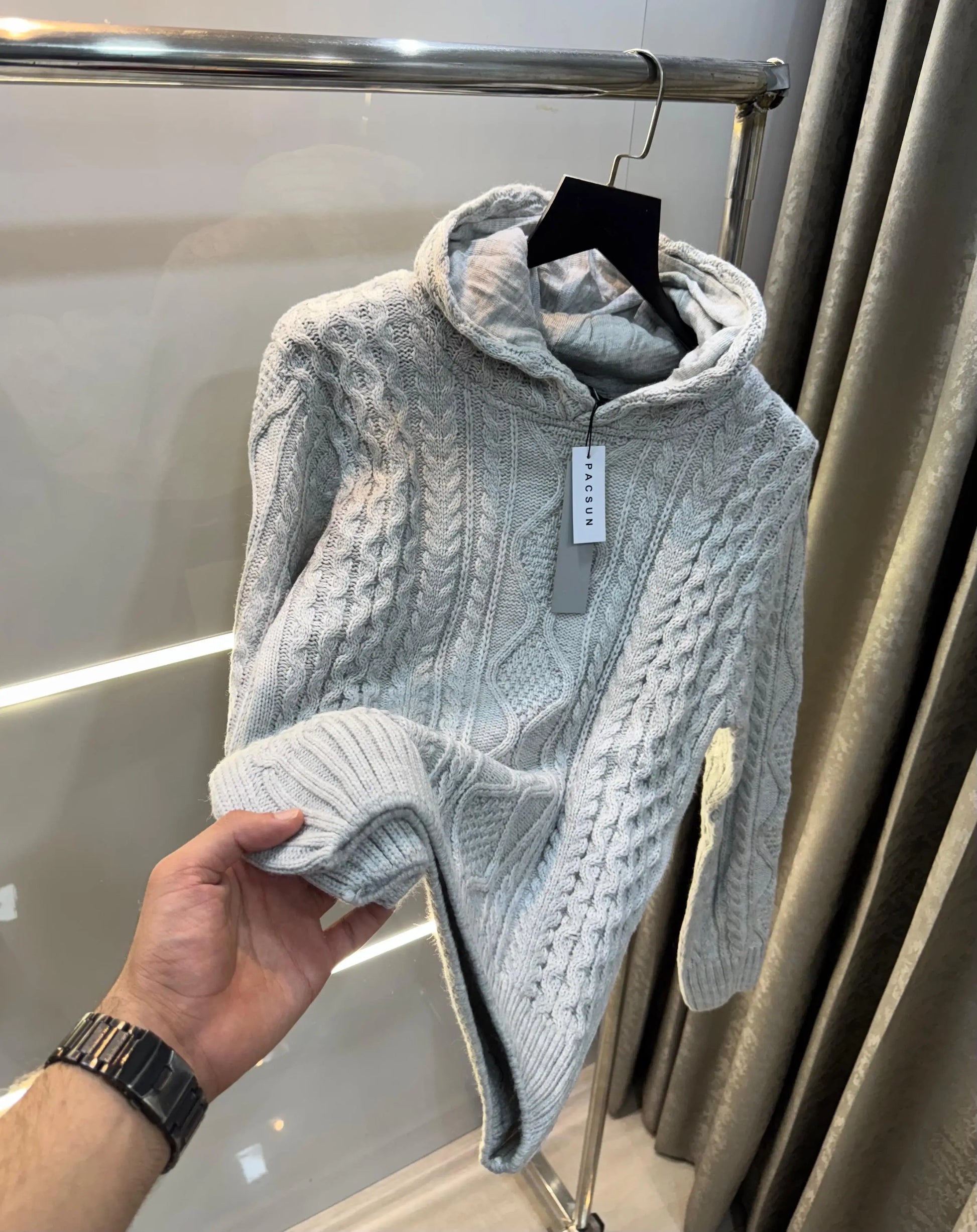 Essential Light Grey Imported Knitted Hoodie