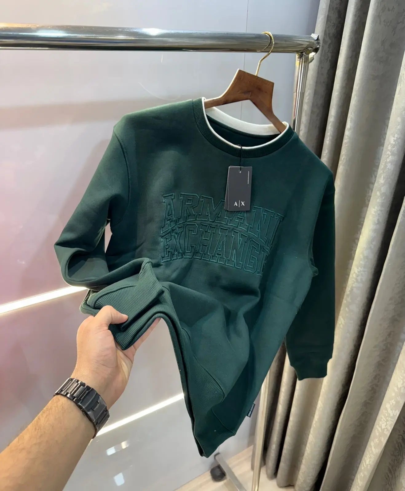 Arman i EXchange Bottle Green Embroidery Logo Premium Sweatshirt