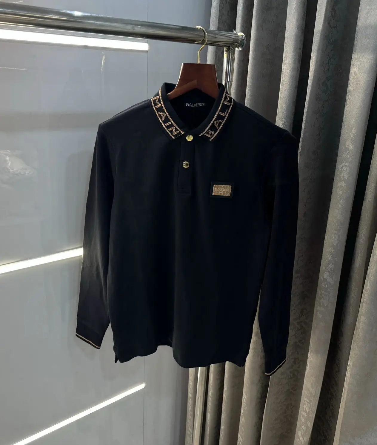 Balmai n Paris Black Logo Work Imported Polo full sleeve T-Shirt