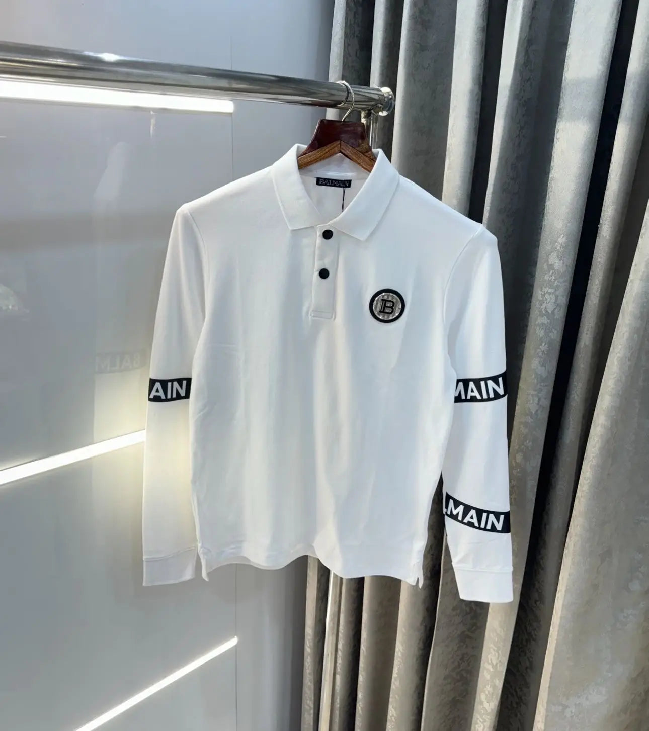 Balmai n Paris White Logo Work Imported Polo full sleeve T-Shirt