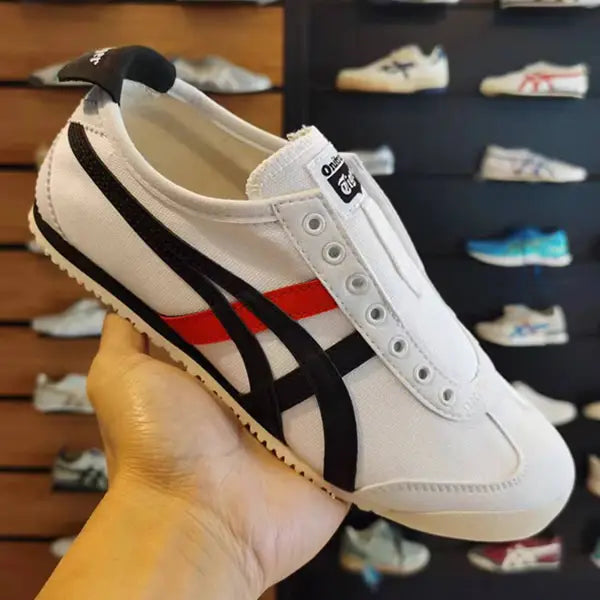 Onitsuka Tiger Mexico 66 slip on White Black Red Sneakers for Mens