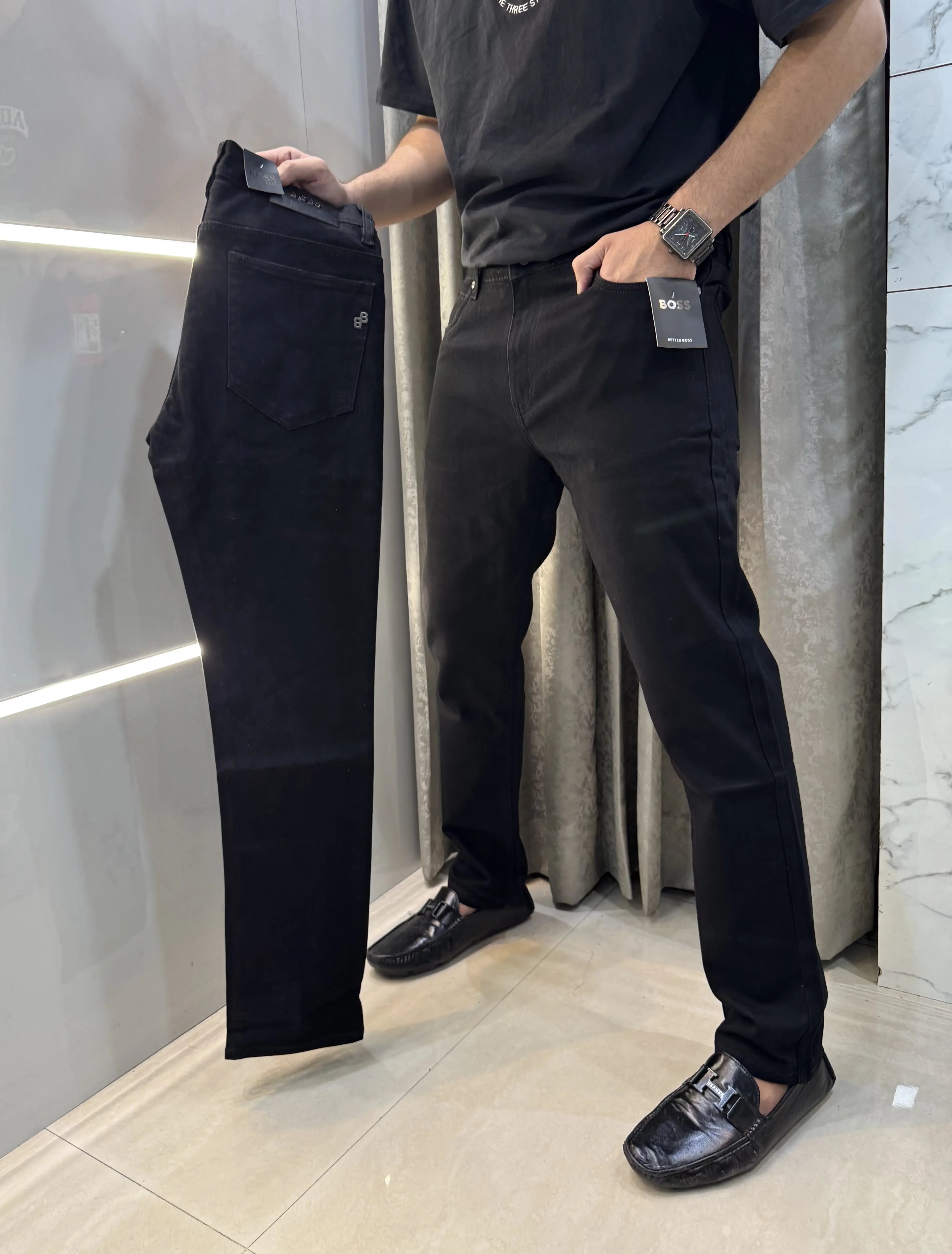 Hug o  Bos s Jet Black Premium Classic Denim