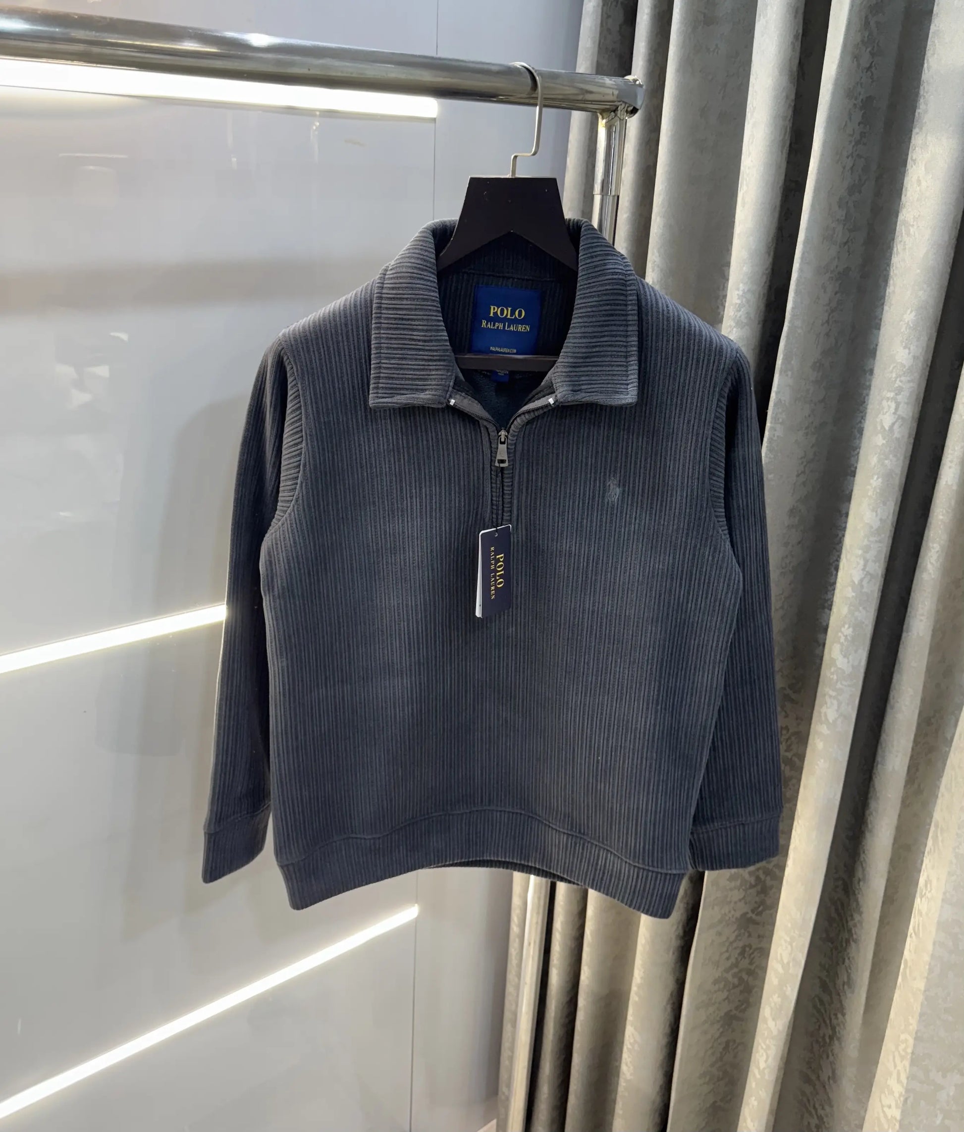 Ralph  Lauren Grey Cord Imported Pull Sweatshirt