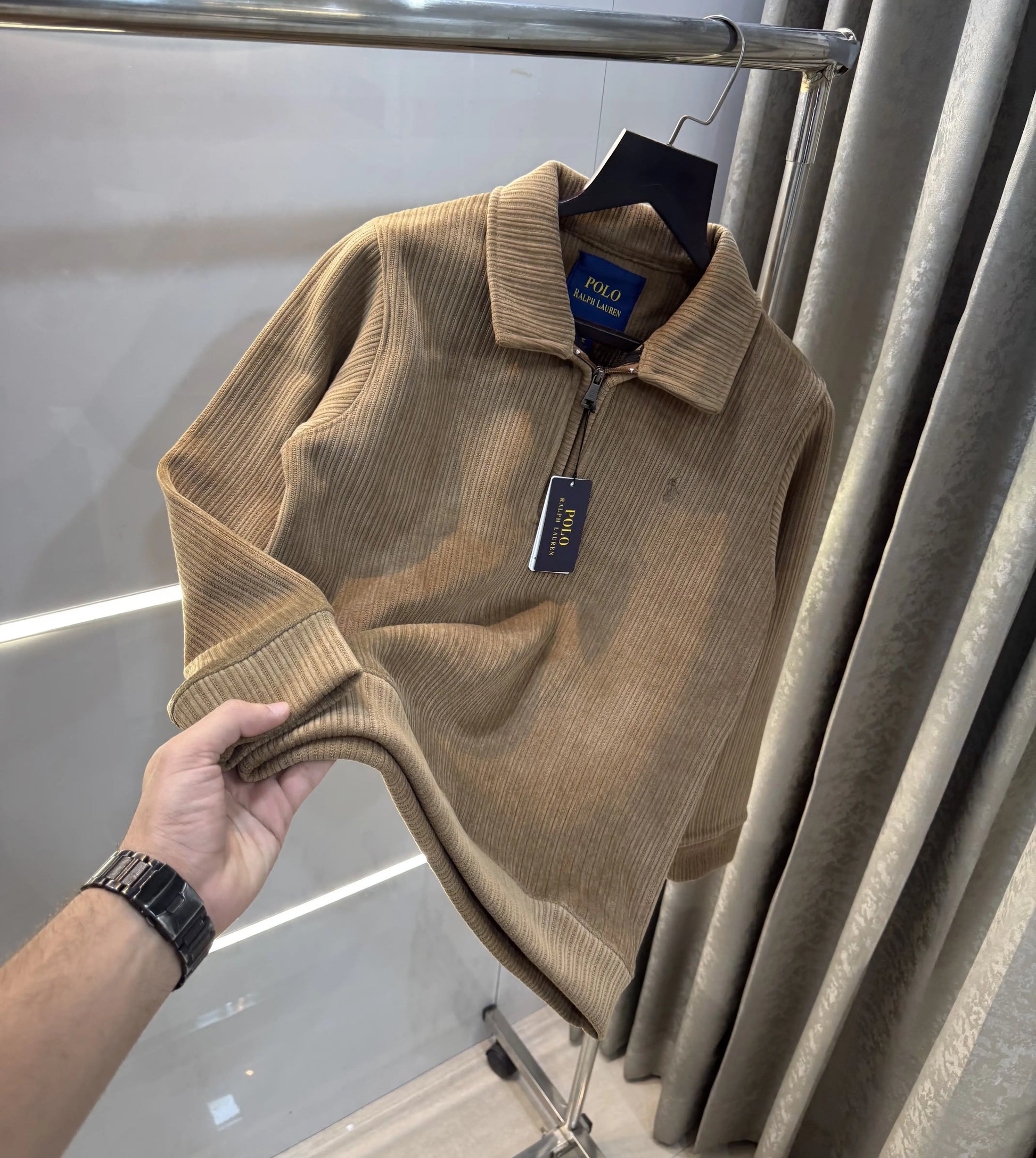 Ralph  Lauren Brown Cord Imported Pull Sweatshirt