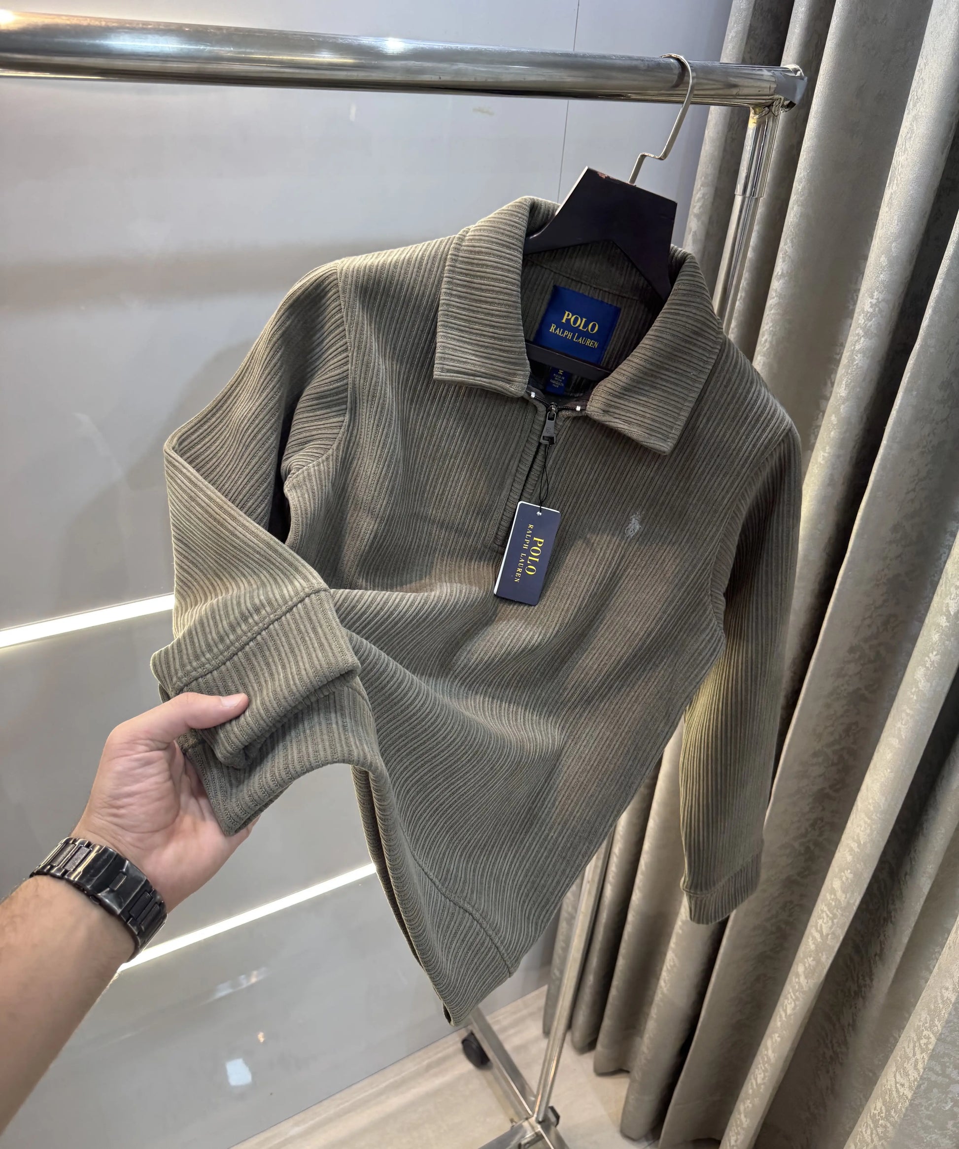 Ralph  Lauren Green Cord Imported Pull Sweatshirt