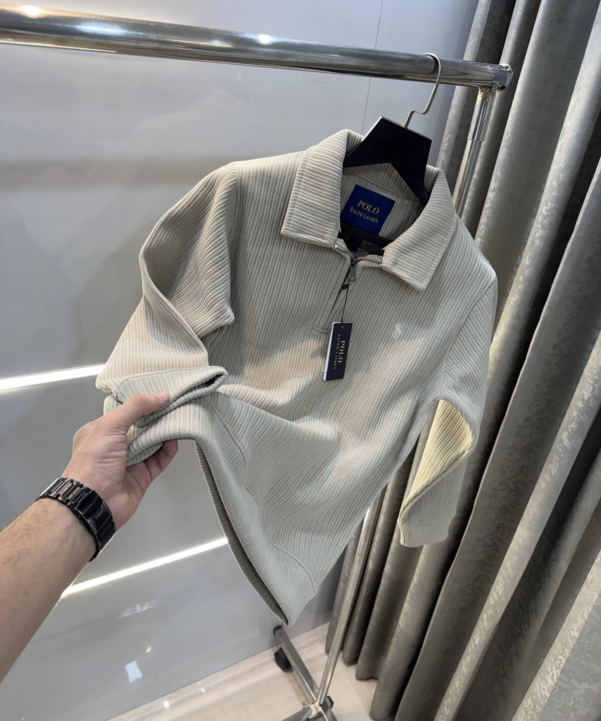 Ralph  Lauren Beige Cord Imported Pull Sweatshirt