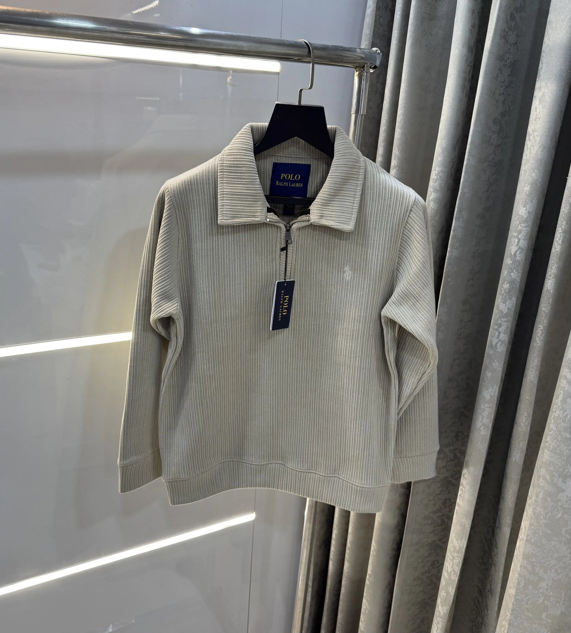 Ralph  Lauren Beige Cord Imported Pull Sweatshirt