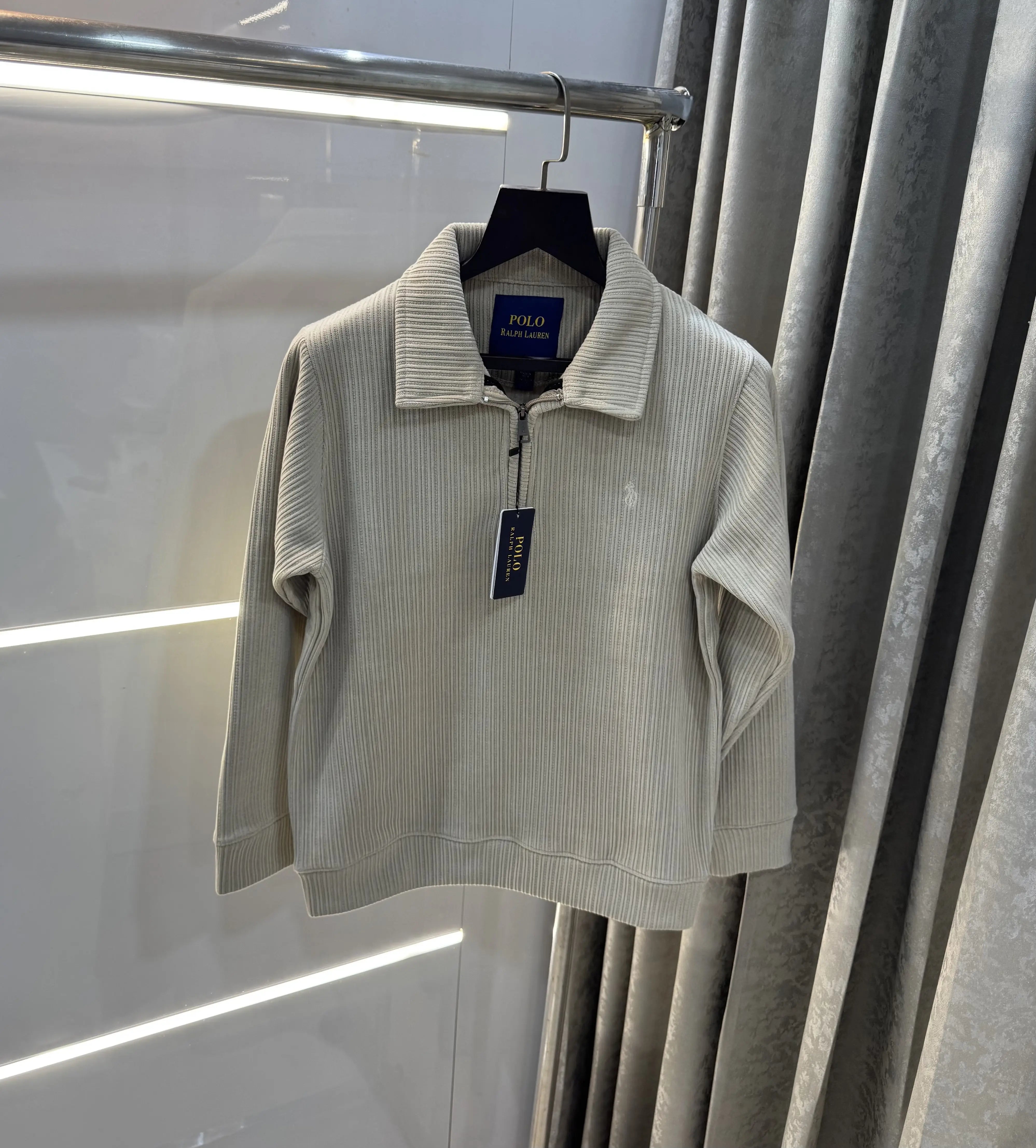 Ralph  Lauren Beige Cord Imported Pull Sweatshirt