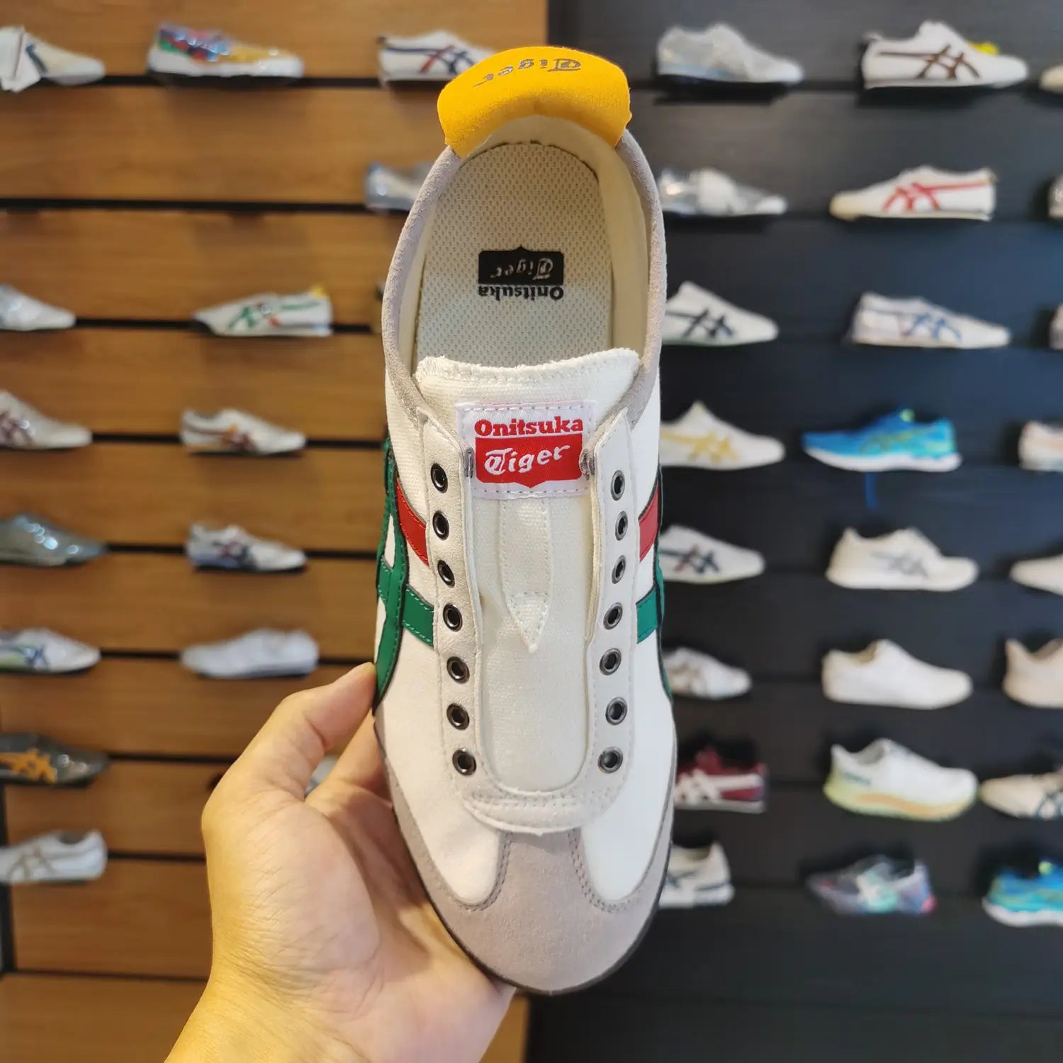 Onitsuka Tiger Mexico 66 Slip On Birch Green Red Yellow Sneakers For Mens