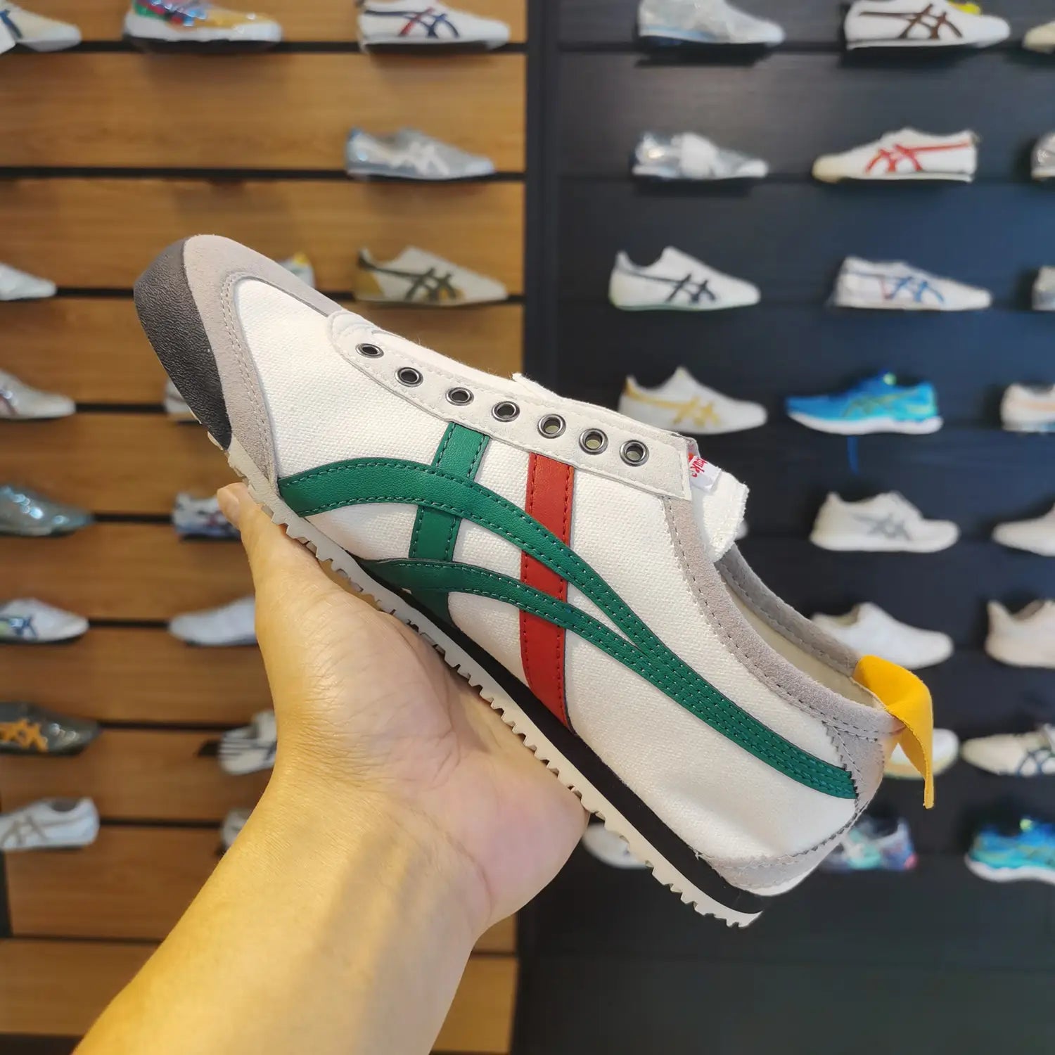 Onitsuka Tiger Mexico 66 Slip On Birch Green Red Yellow Sneakers For Mens