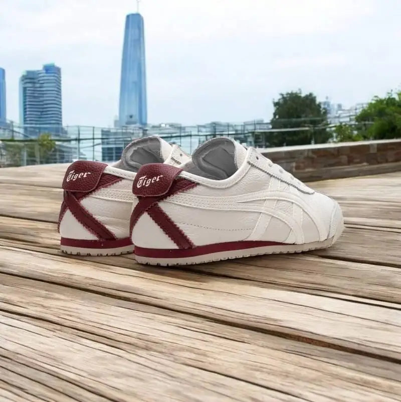 Onitsuka Tiger Mexico 66 White Burgundy Sneakers For Men