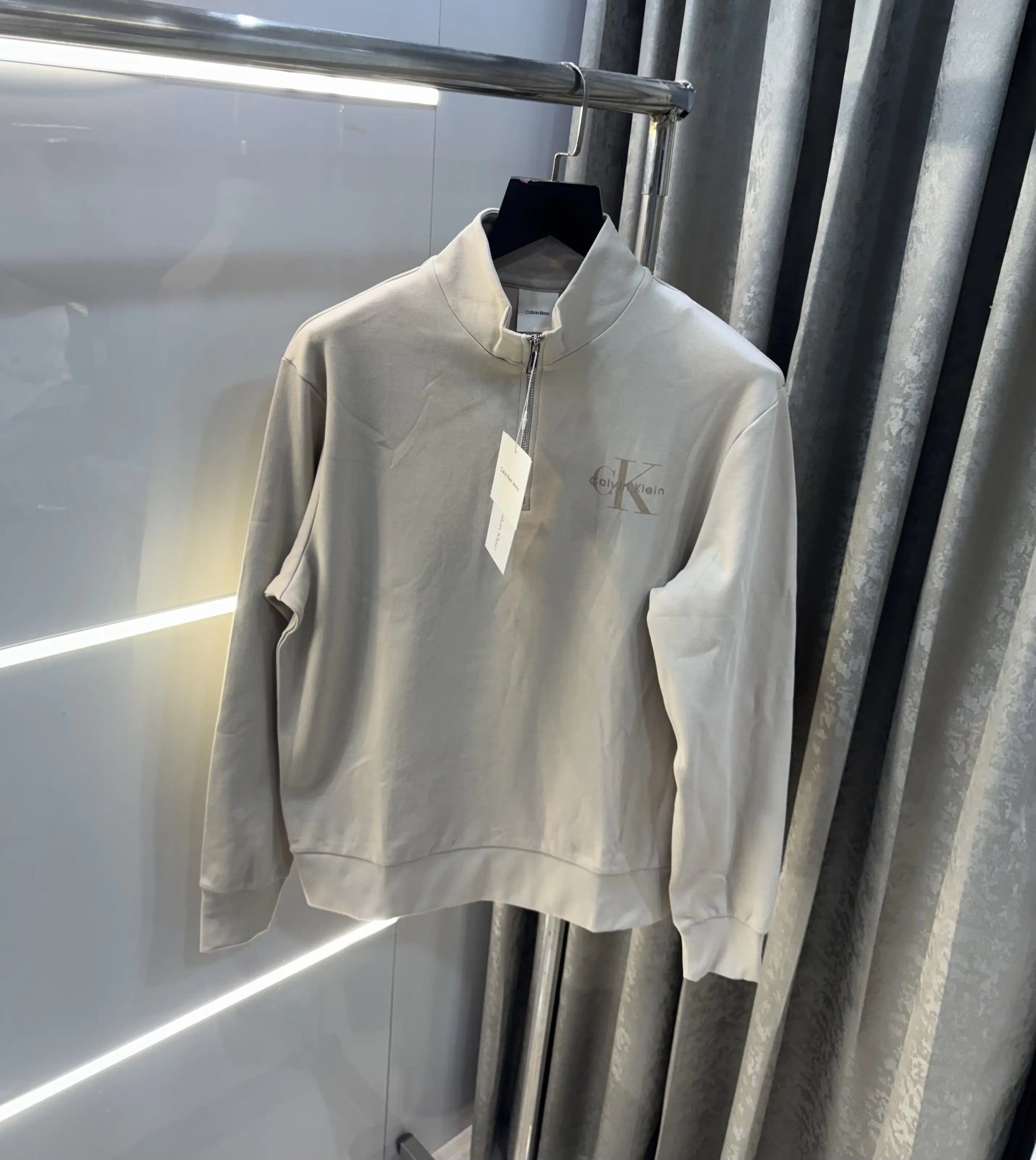 Calvin  Klein Cream Zip Premium Sweatshirt