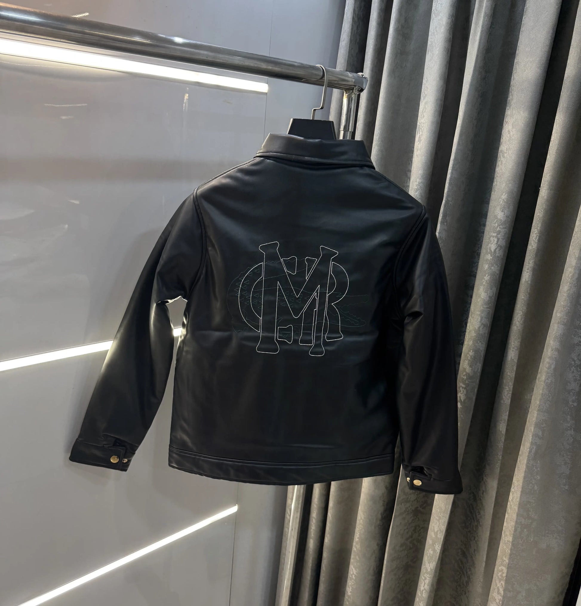 Lacost e Black Back Work Imported Leather Jacket