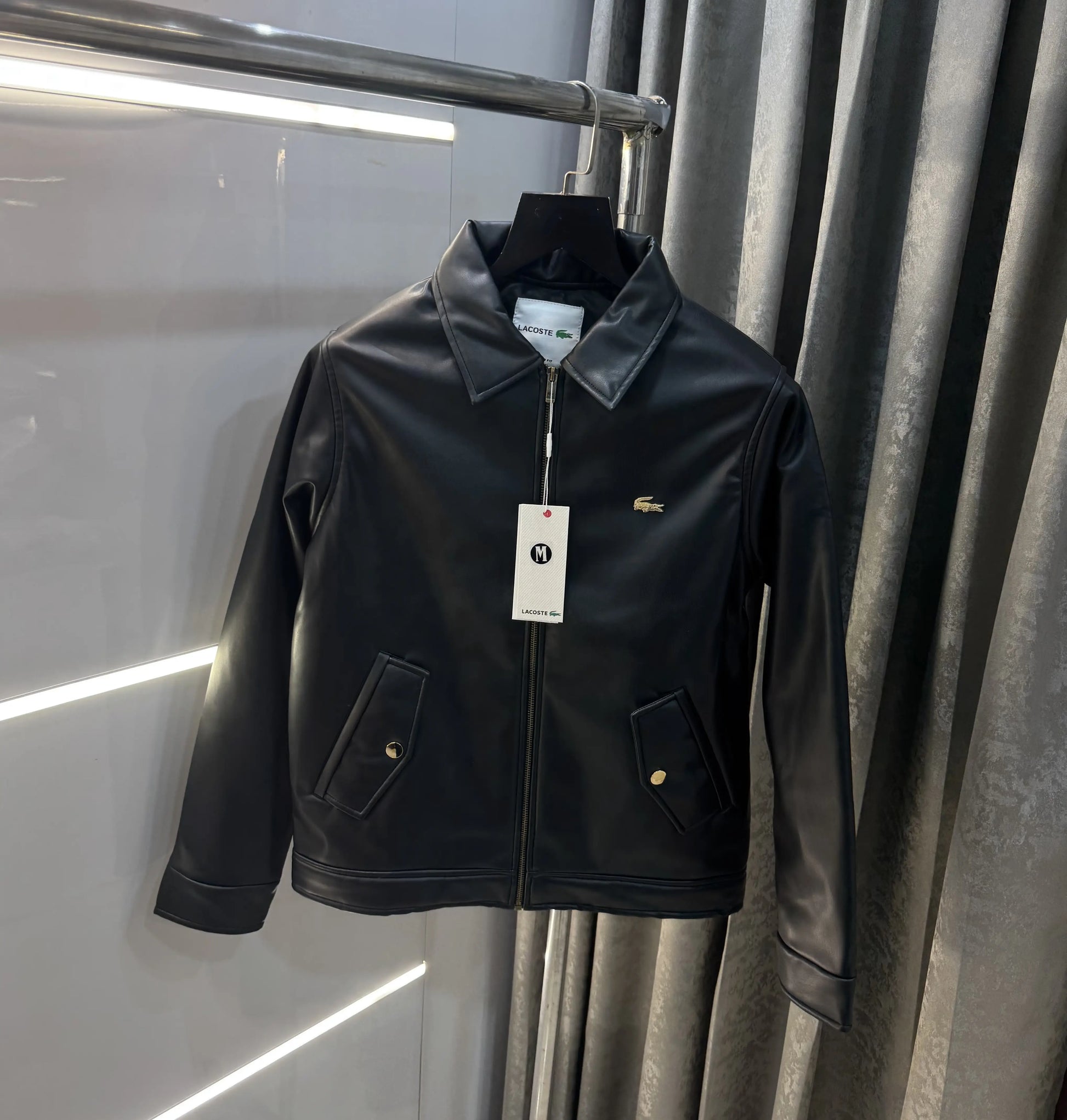 Lacost e Black Back Work Imported Leather Jacket