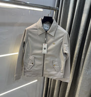 Lacost e Cream Back Work Imported Leather Jacket